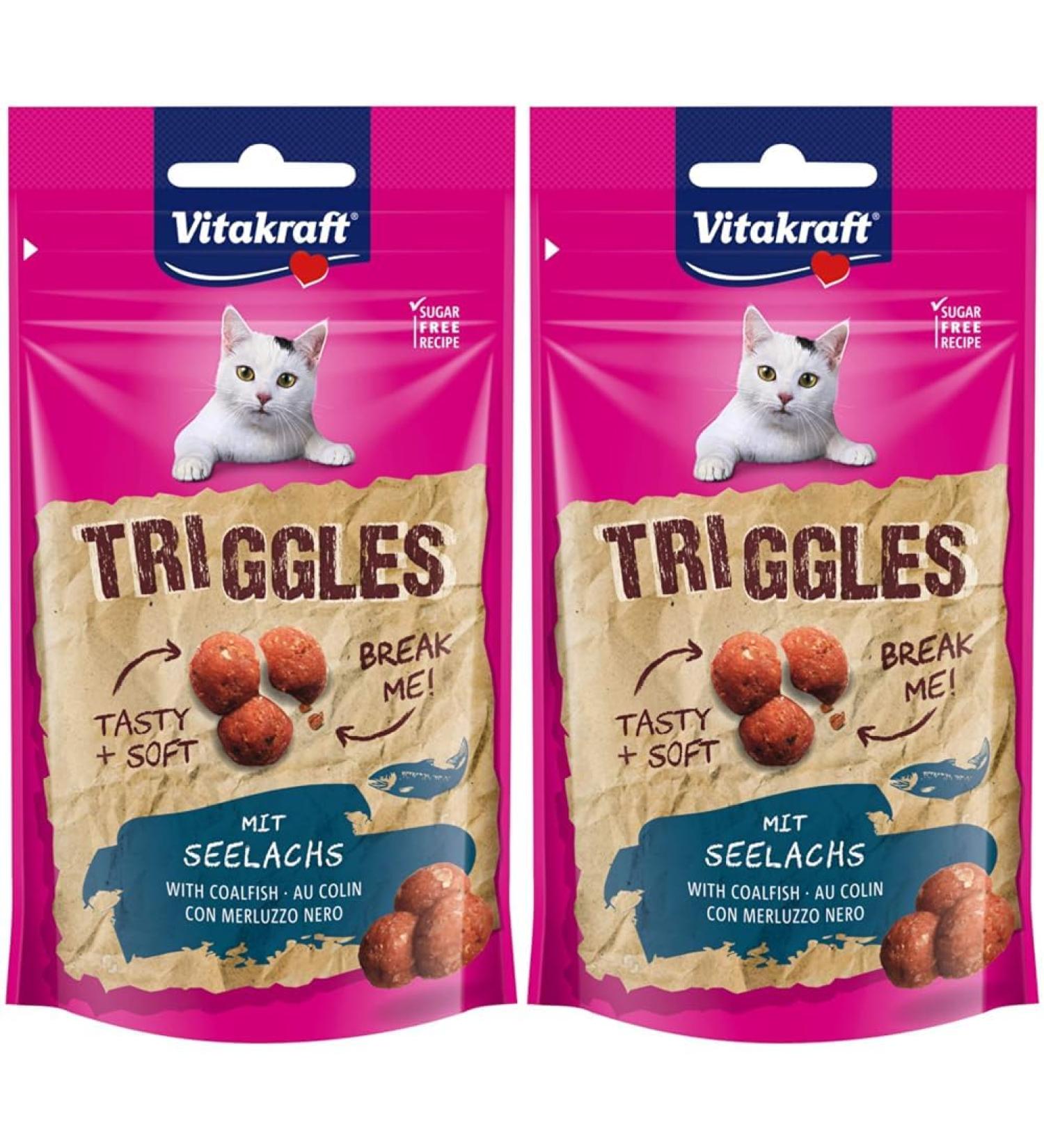 Vita Power Triggles Cat Snacks - Sugar-Free Portionable Treats for Training & Rewards (2 Pack 40g) - Buy Online on GoSupps.com