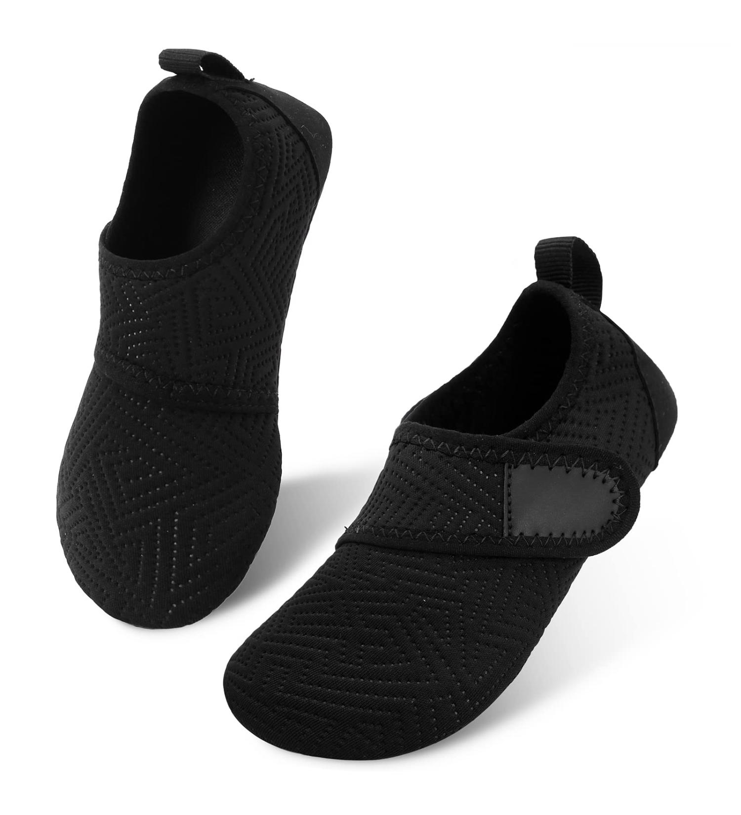 L-RUN Toddler Water Shoes | Barefoot Aqua Socks for Beach Pool Surfing | Kids Swim Shoes 9.5-10 Toddler | Strip Black - Buy Online on GoSupps.com