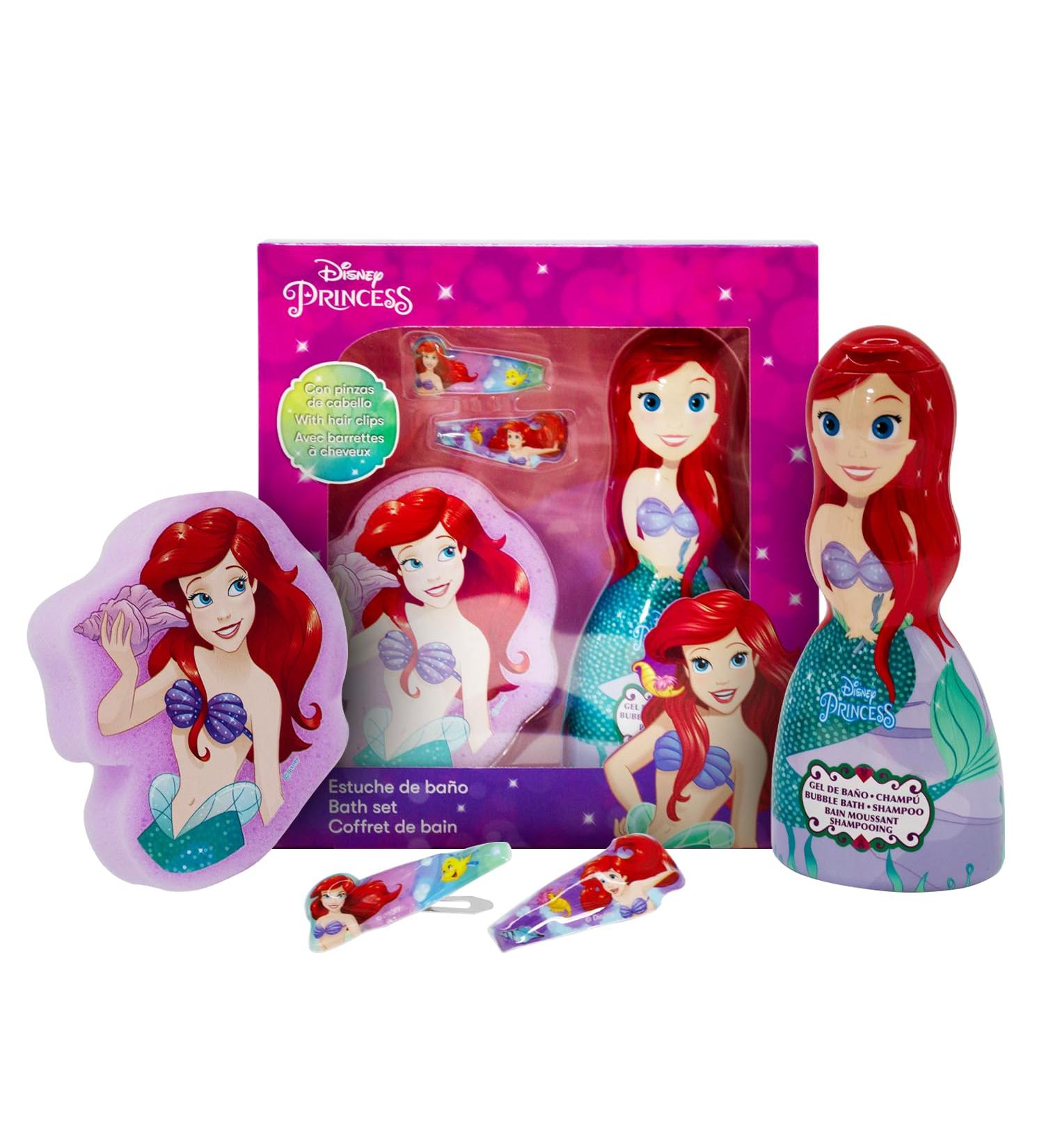 Disney Princess Ariel the Little Mermaid Kids Bath Time Gift Set for Girls - 2 in 1 Hair and Body Wash in 3D Mermaid Bottle Hair Clips and Soft Sponge - Fun Magical and Complete Bath Set for Kids - Buy Online on GoSupps.com
