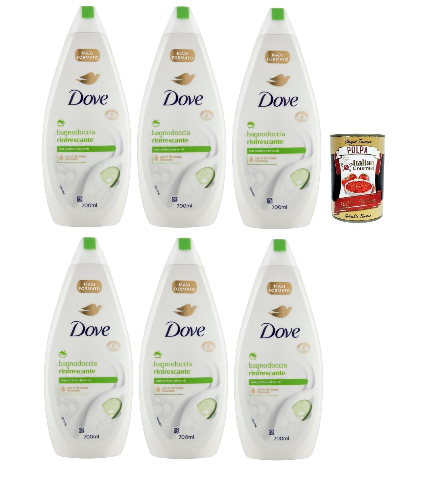  Italian Gourmet E.R. Dove Bagnodoccia Rinfrescante with Cucumbers and Green Tea Foaming Bath Foaming Baths 6 x 700 ml + Polpa Italian Gourmet 400 g - Buy Online on GoSupps.com