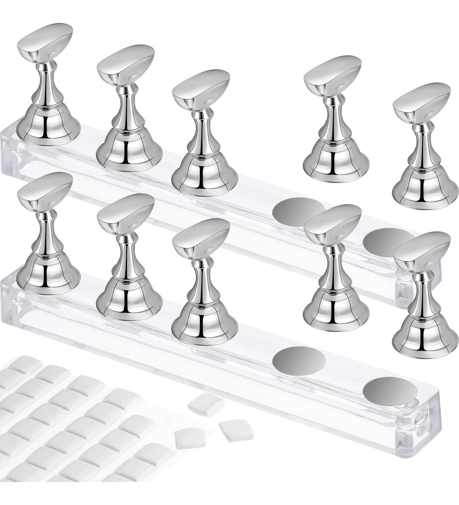 2 Set Acrylic Nail Art Practice Stands with Magnetic Tips - 96 Reusable Adhesive Putty for DIY Nail Display - International Shipping Available - Buy Online on GoSupps.com