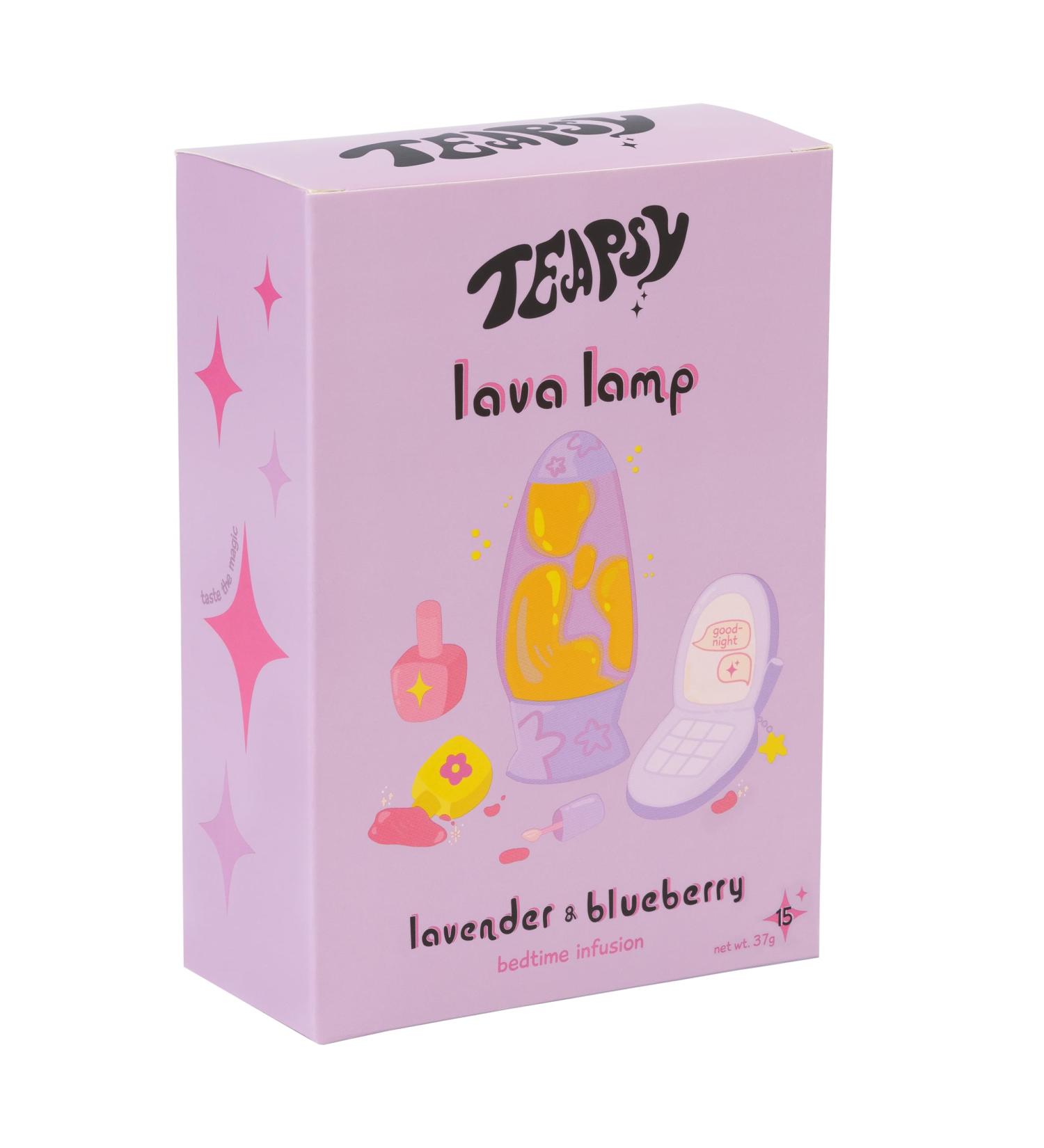 Teapsy Tea - Lava Lamp - Lavender & Blueberry Sleepy Flavoured Tea Herbal Infusion Caffeine Free 15 Teabags