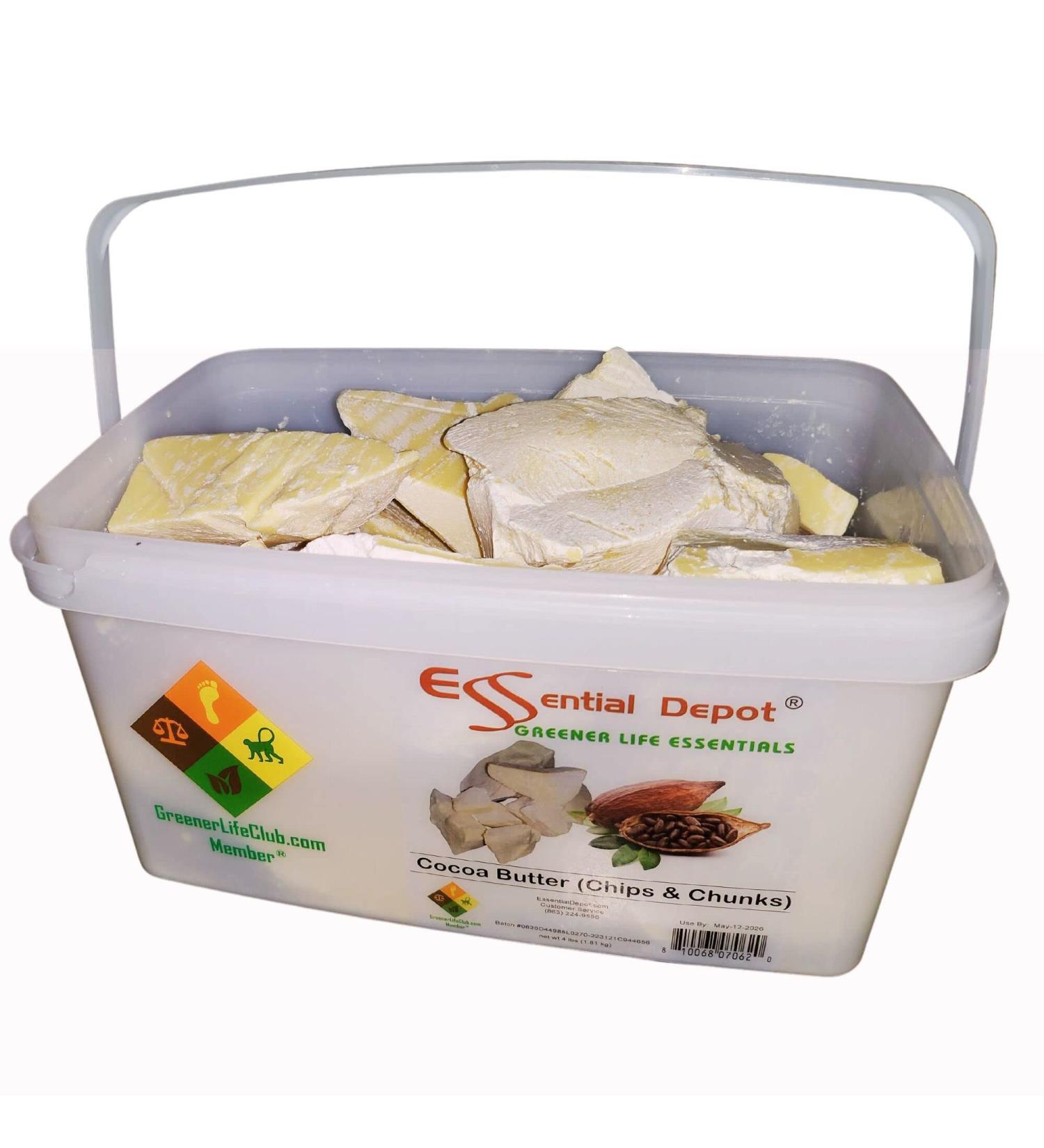 Cocoa Butter Chips Flakes - 4 lb | Sealed PP Square Pail | Resealable Lid | Microwave & Freezer Safe - Buy Online on GoSupps.com