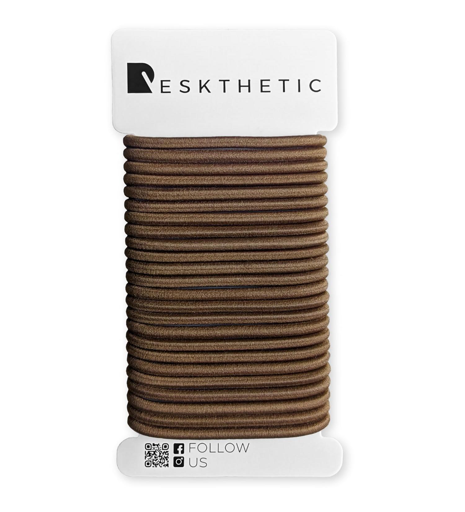 Reskthetic Hair Ties - 24 Durable & Eco-Friendly 4mm No-Metal Ties for Girls Women & Men (Brown) - Buy Online on GoSupps.com