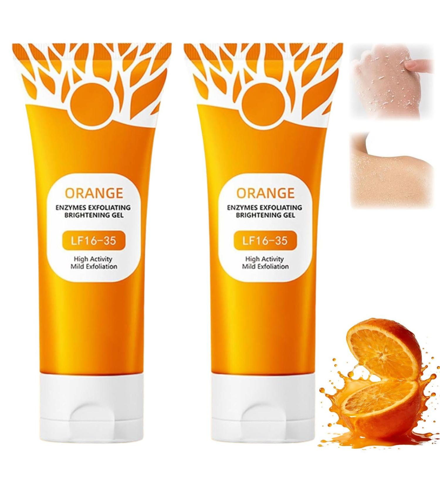 2Pcs Orange Exfoliating Gel Scrub for Face & Body Deep Pore Cleansing Exfoliant to Remove Blackheads Moisturizing & Gentle for All Skin Types - Buy Online on GoSupps.com