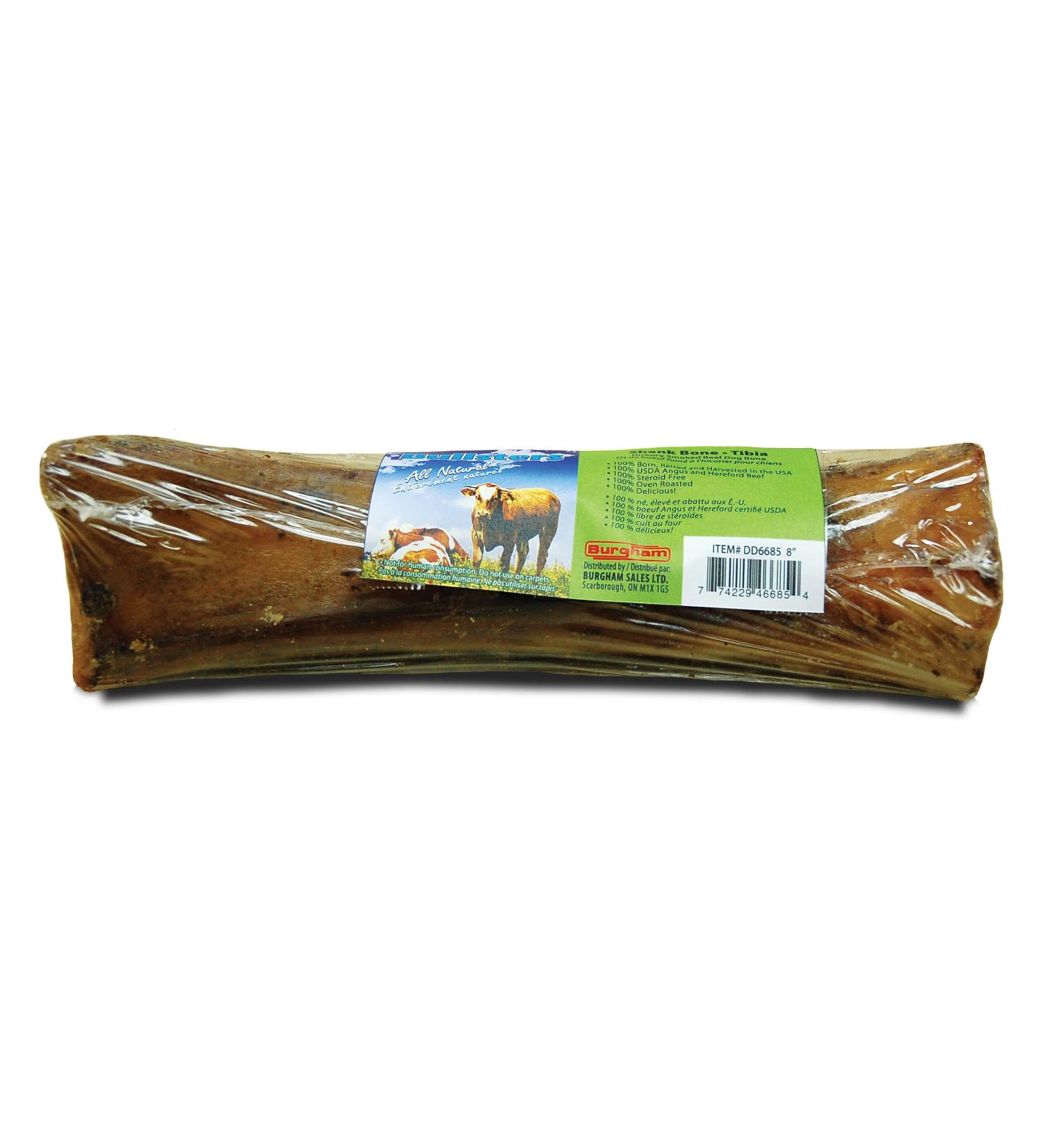 Bullsters Dog Treats Bones Chews Long Lasting for Aggressive Chewers All Natural Hickory Smoked Beef Dog Bones 1 Ingredient with No Additives No preservatives Steroid Free Oven Roasted and Delicious for Medium Large Extra Large XL Dogs Shank Bone (8") 1 c