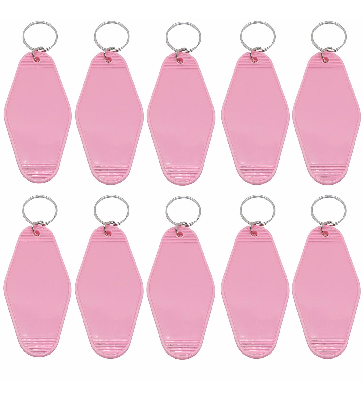 Nwsrayu 10pcs Blank Vintage Motel Keychains Bulk - Pink Vinyl HTV Printing DIY Keychain Tags - Buy Online on GoSupps.com