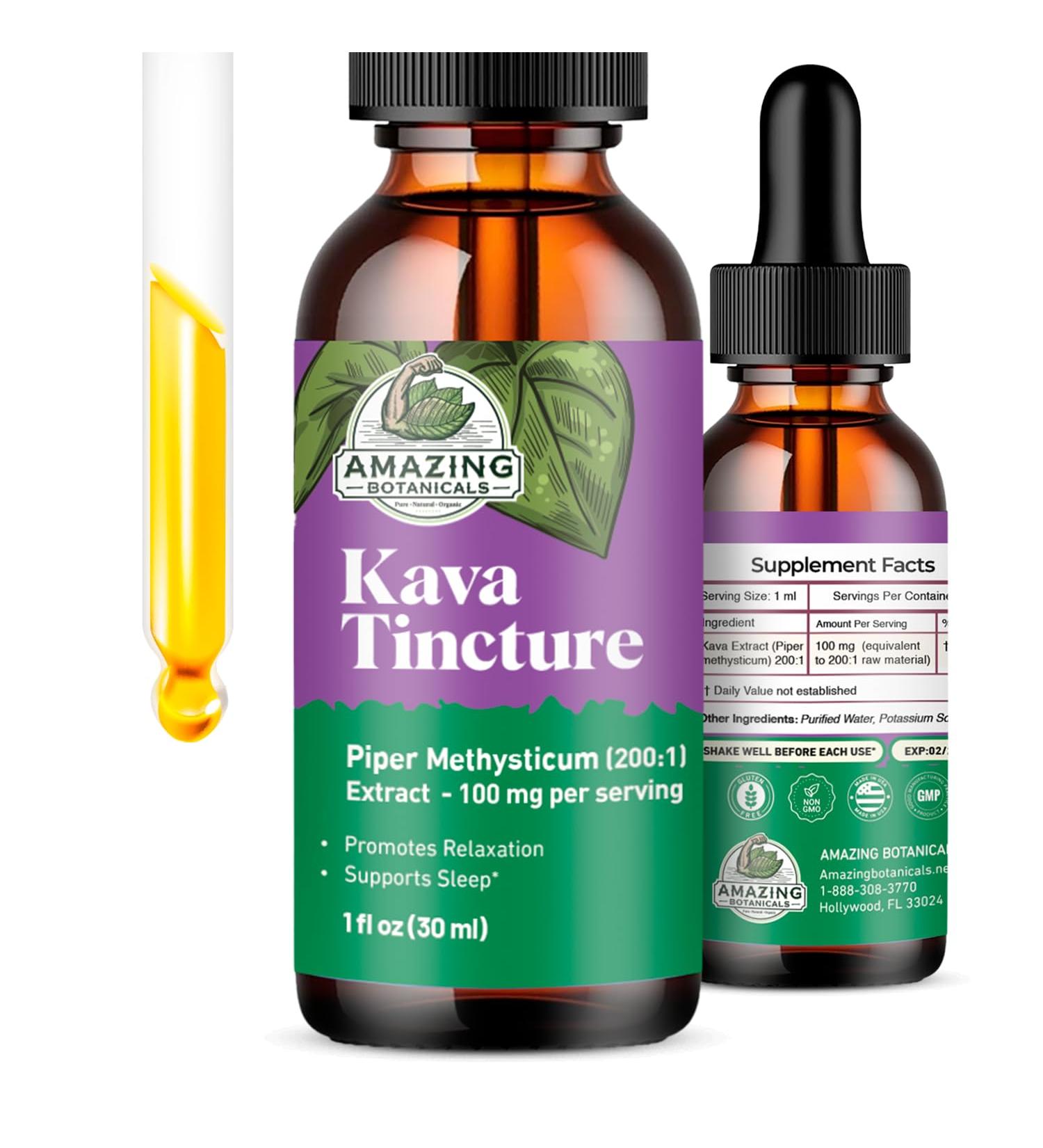 Kava Kava Tincture Herbal Extract for Natural Calm & Relaxation 70% Kavalactones Extract Tincture High-Potency Blend Premium Liquid Supplement 30ml (1oz) - Buy Online on GoSupps.com
