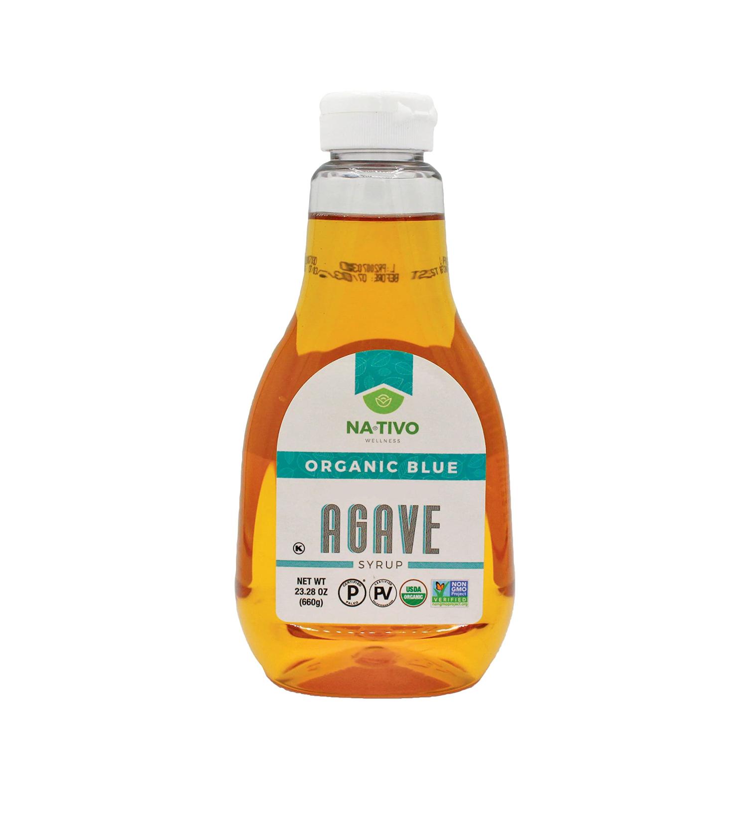 Nativo Organic Blue Agave Nectar - Syrup - Sugar Substitute - Rich in Inulin - Low Glycemic - Allergen Free - Paleo Vegan - Non GMO - 23.28 oz bottle Syrup 23.28 oz bottle