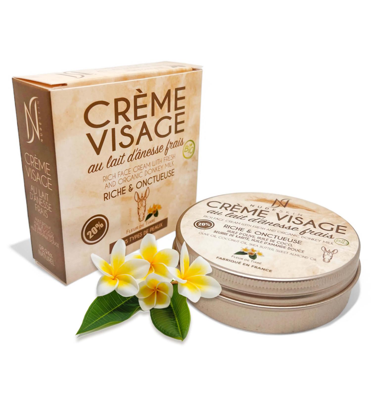 Nude Skin - Moisturizing Face Cream 20% Fresh and Organic Donkey Milk 50 ml | All skin types | Ideal for treating acne eczema psoriasis problems | Made in France - Buy Online on GoSupps.com