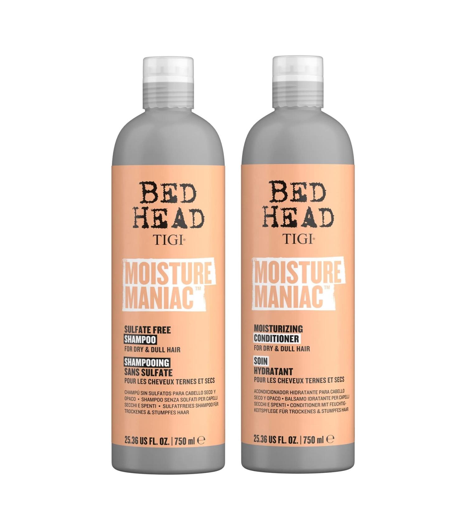 Bed Head by TIGI Moisture Maniac Shampoo & Conditioner Set - Sulfate-Free, with Argan Oil - 25.36 fl oz (Pack of 2) - Buy Online on GoSupps.com