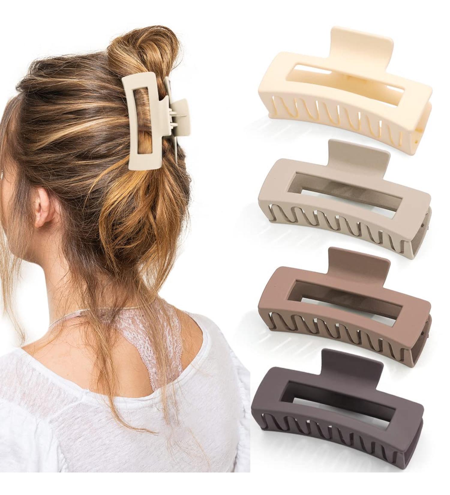 Canitor 4 PCS Matte Hair Claw Clips for Thick Hair â€“ Non-Slip Acrylic Tortoise Barrettes - Buy Online on GoSupps.com