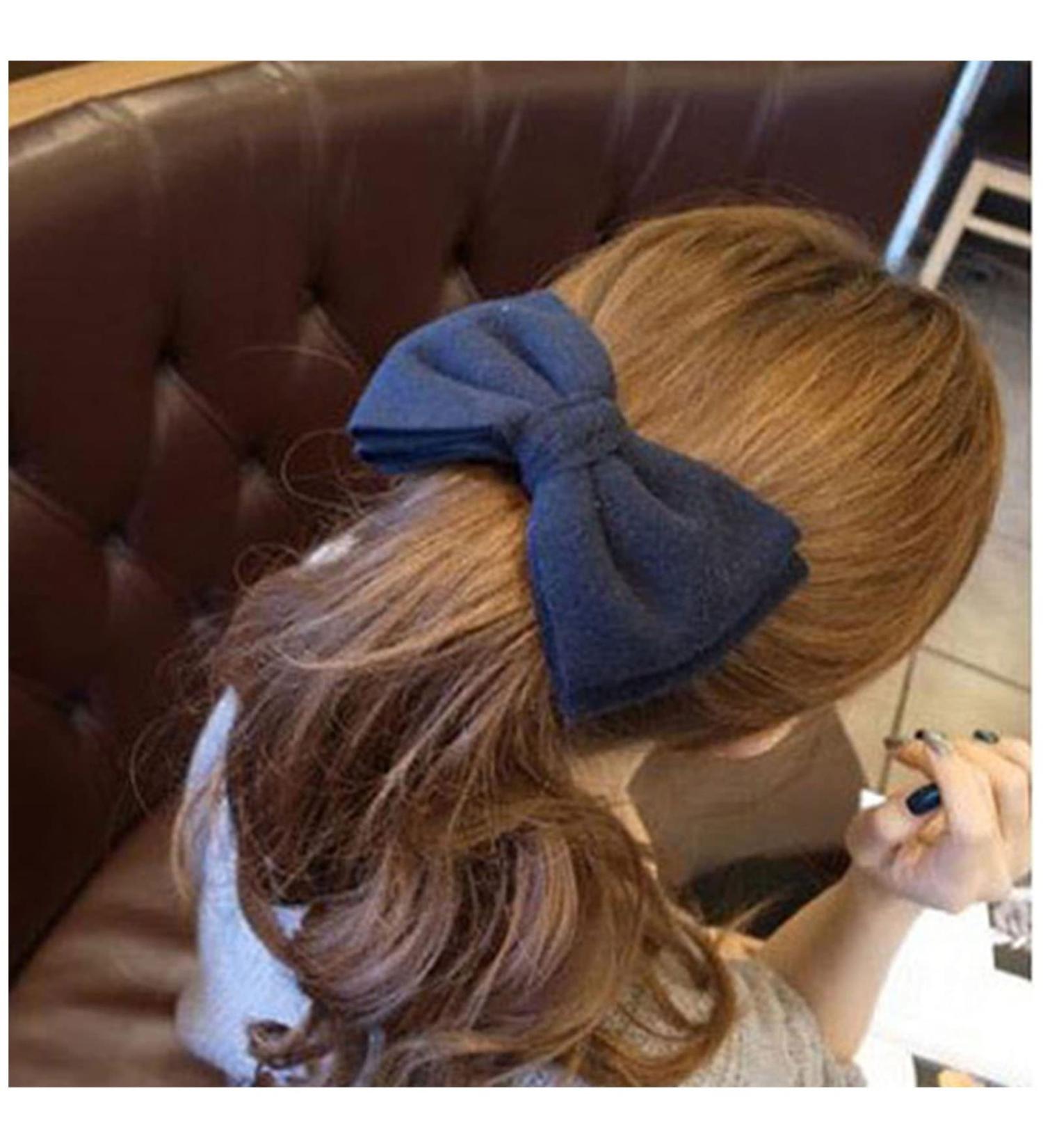 Andelaisi Vintage Bow Hair Barrettes Bow Hair Clips Winter Thick Hair Clip Barrette Retro Bowknot Hair Accessory for Women and Girls Headdress (Navy blue) Blue Navy - Buy Online on GoSupps.com