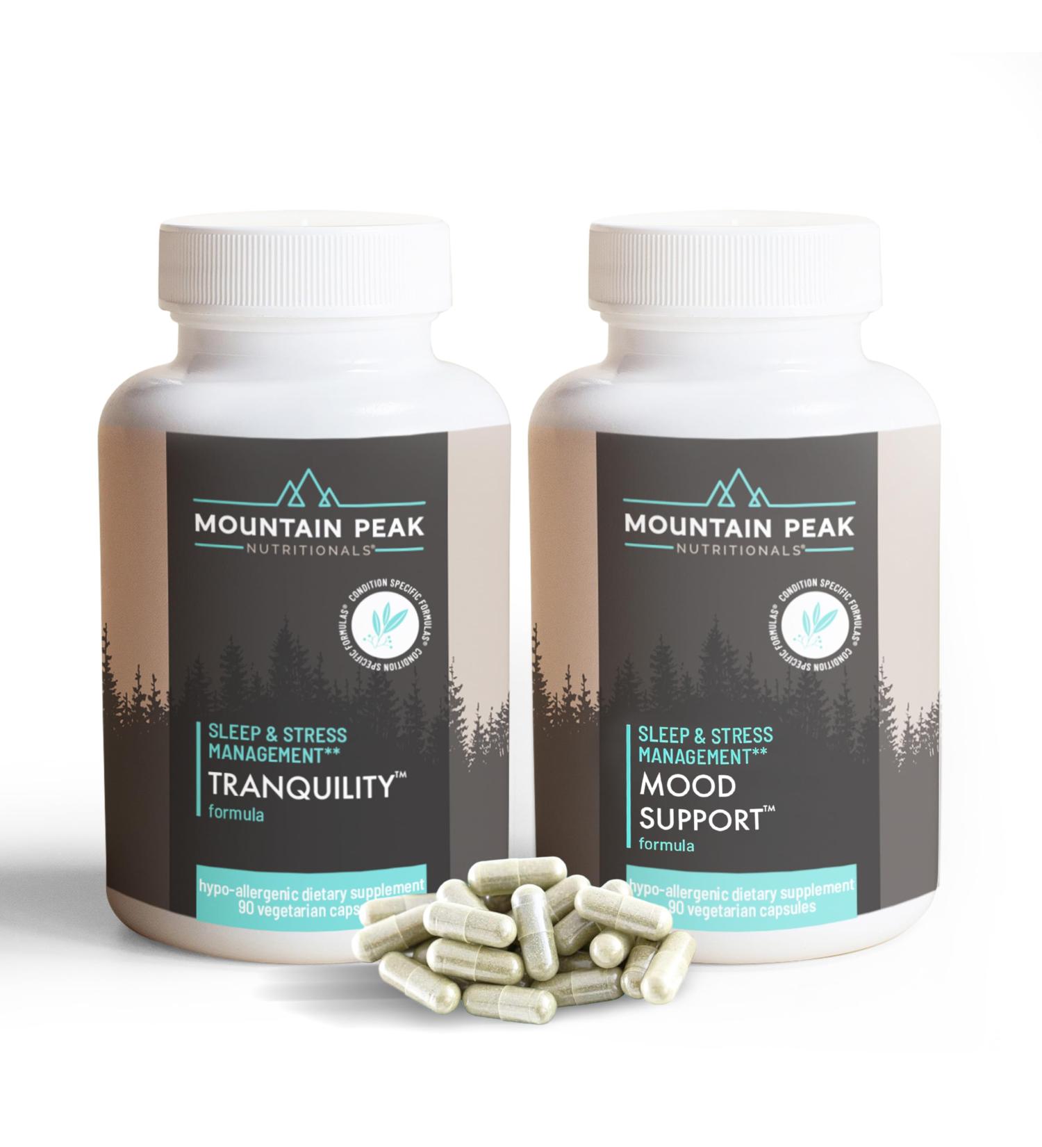 Mountain Peak Nutritionals Tranquility & Mood Support Formula Bundle - Supports Brain Health Stress Relief Sleep & Serotonin Levels - Hypoallergenic Dietary Supplement (2 Pack 90 Capsules Each) - Buy Online on GoSupps.com