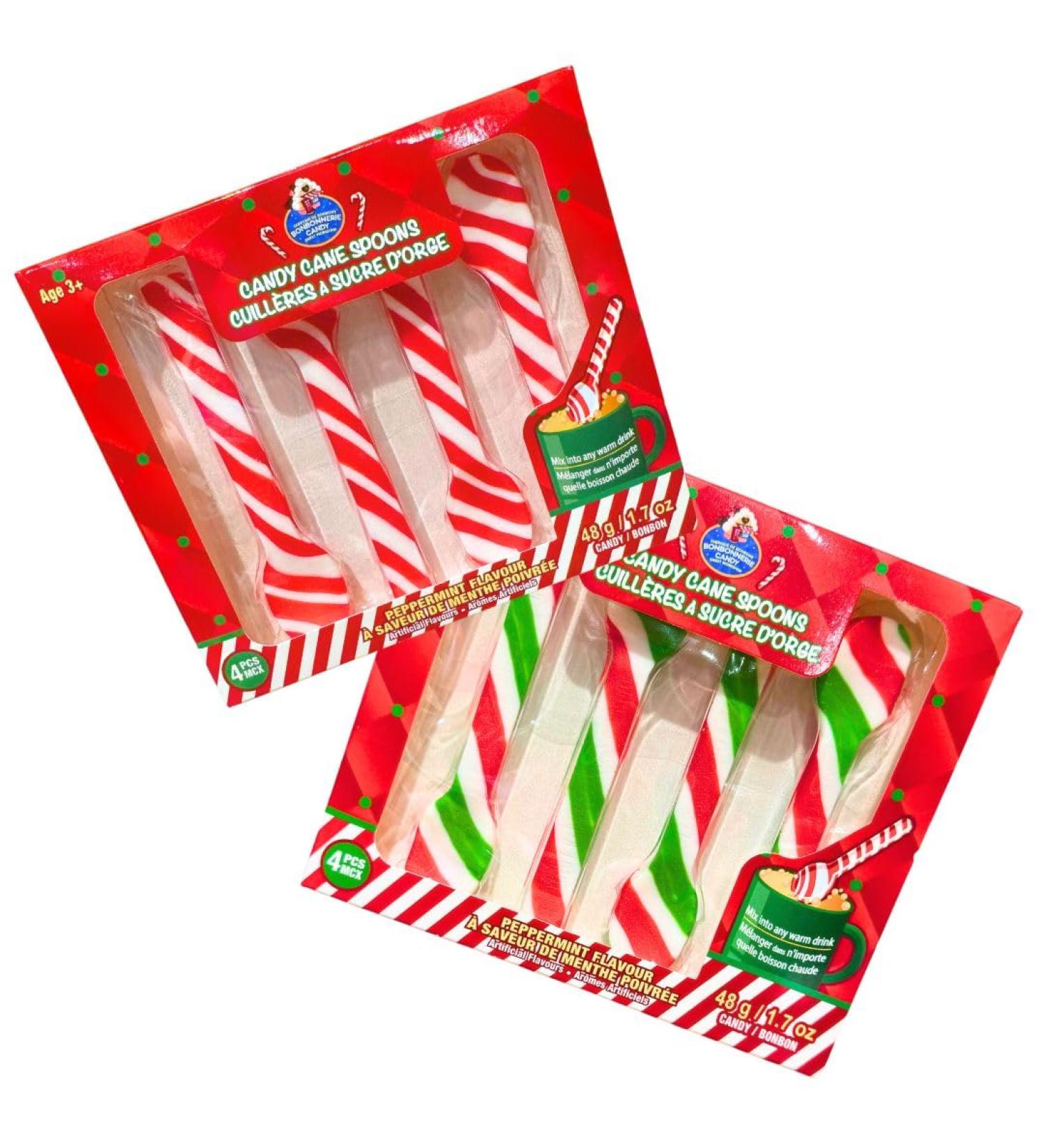 Peppermint Candy Canes 2 X 48g Each Package Contains 4 Candy Canes Colours May Vary 8 Spoons In Total.