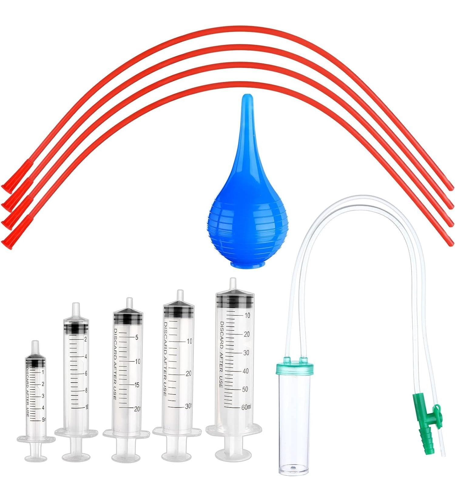 Puppy Kitten Feeding Tube Kit Includes 5 Pcs Kitten Feeding 5 ML 10 ML 20 ML 30 ML 60 ML 4 Pcs Red Feeding Tubes 1Pcs Rubber Suction Device and Air Blowing for Newborn Animals(11Pack) - Buy Online on GoSupps.com