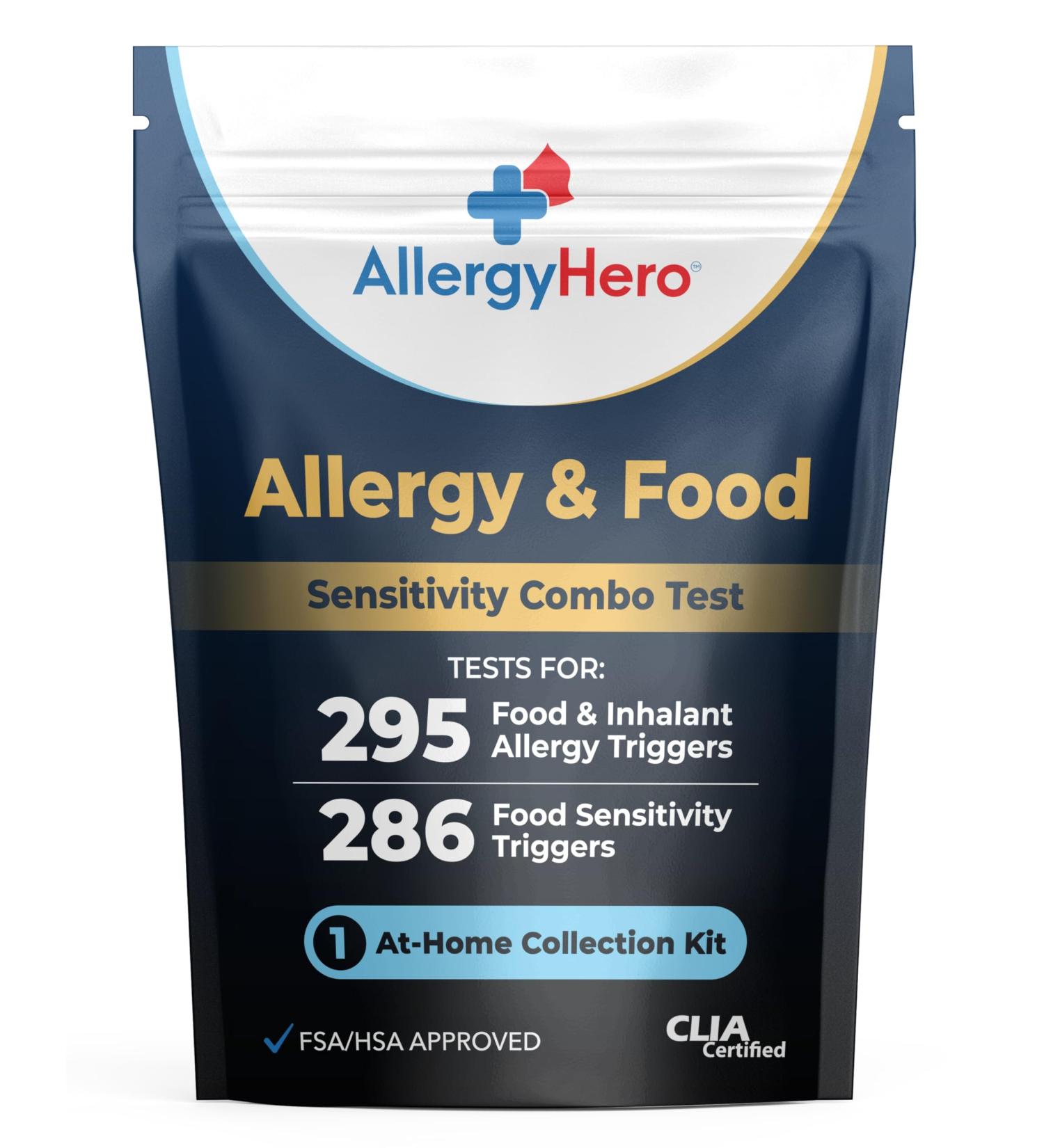 Allergy Hero Comprehensive Allergy & Food Sensitivity Combo Test Kit 581 Food & Environmental Items Tested for Adults & Kids Easy & Pain-Free at-Home Collection with Accurate Results - Buy Online on GoSupps.com
