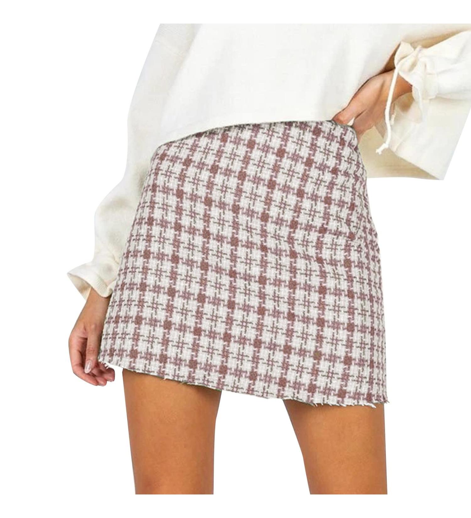Elegant Women's Short Winter Skirt - High Waist Cord Ruffle Mini Skirt - A-Line Wrap Dress - Pink - Buy Online on GoSupps.com