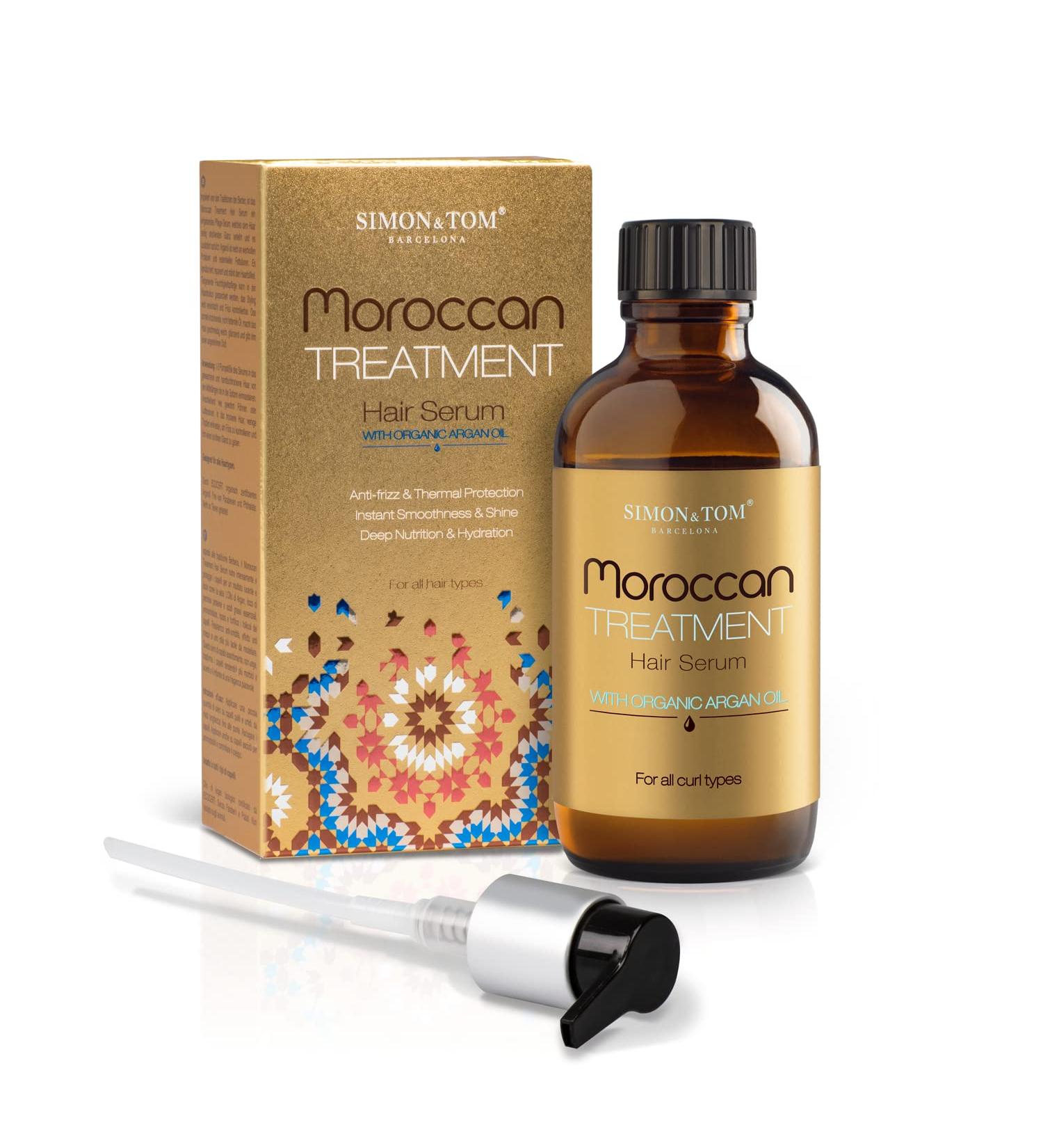 Simon & Tom Moroccan Argan Oil Hair Treatment | Vegan Anti-Frizz Serum | 100ml Cold-Pressed Organic Hair Oil for Curly & Smooth Hair | Paraben-Free - Made in Spain - Buy Online on GoSupps.com