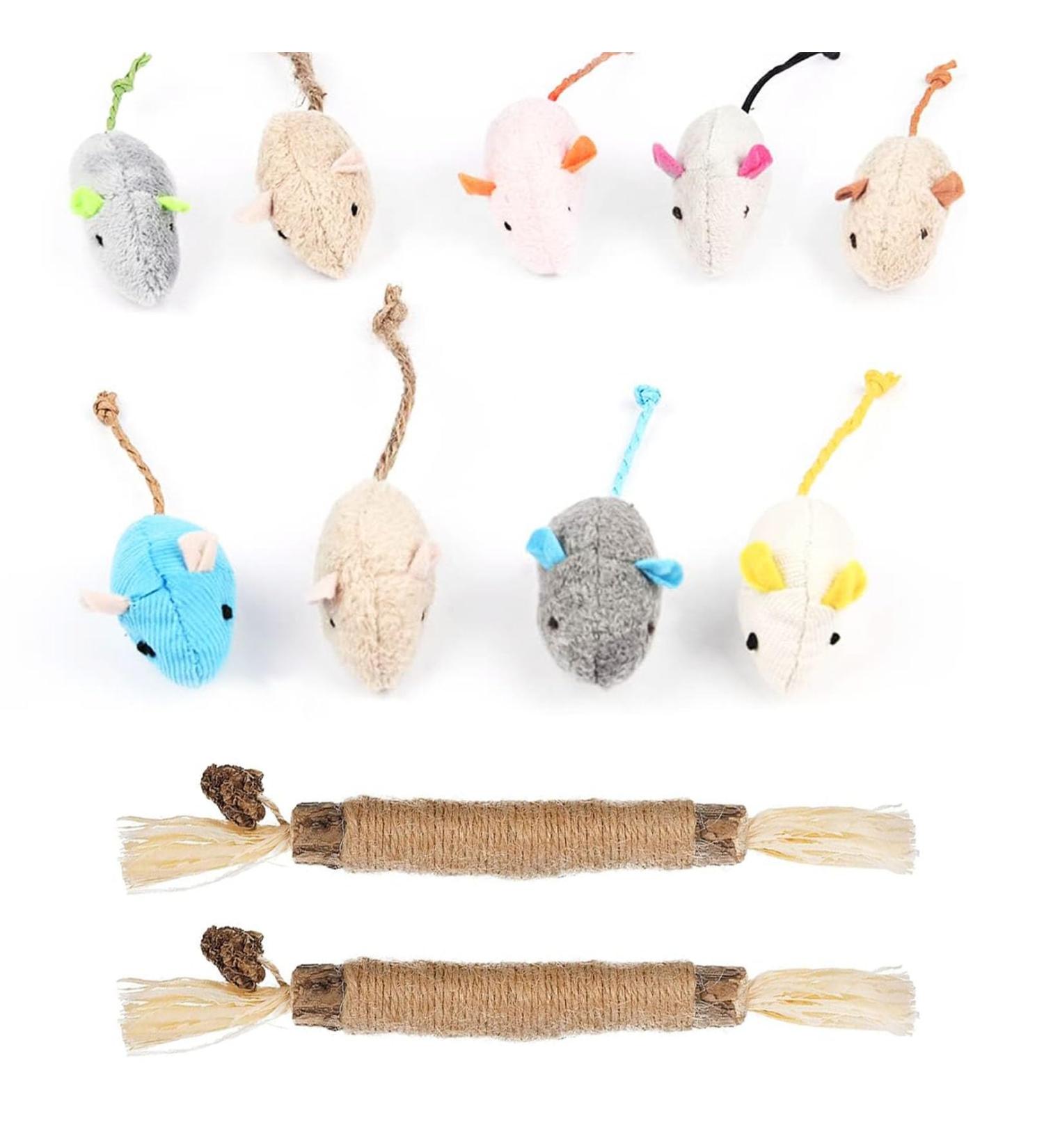 BNXF 11 Pcs Cat Catnip Mice Toys for Cat Cat chew Sticks Catnip Teeth Cleaning Toys Catnip Teeth Cleaning Toys for Kick Bite Soft Mouse Toys Playing Chewing Teeth Cleaning for Cat Kitten - Buy Online on GoSupps.com