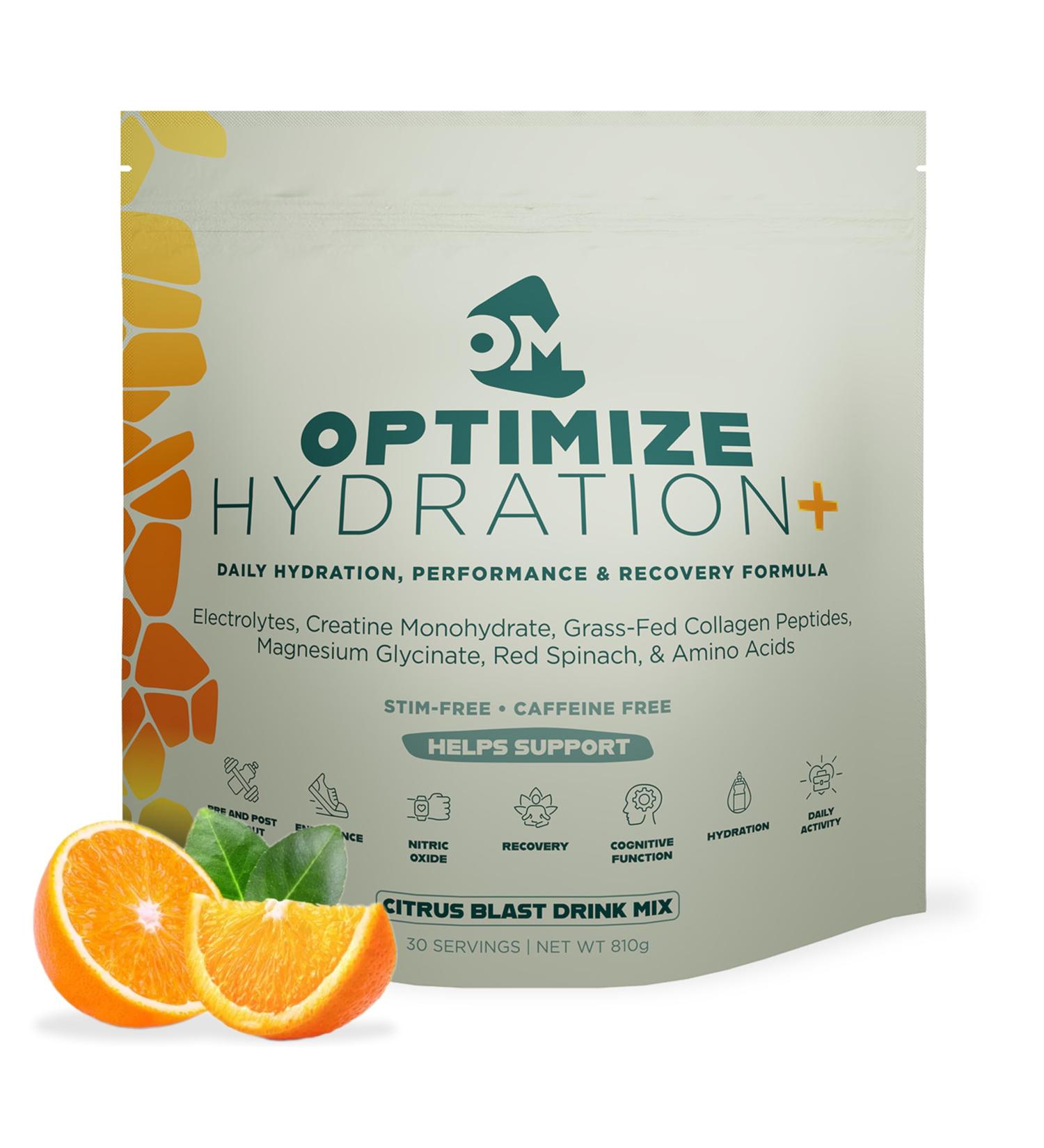 Optimize Minerals Citrus Blast Hydration | All in-One Supplement Pack Ionic Trace Mineral Blend Electrolyte and Micronutrient Support - Buy Online on GoSupps.com