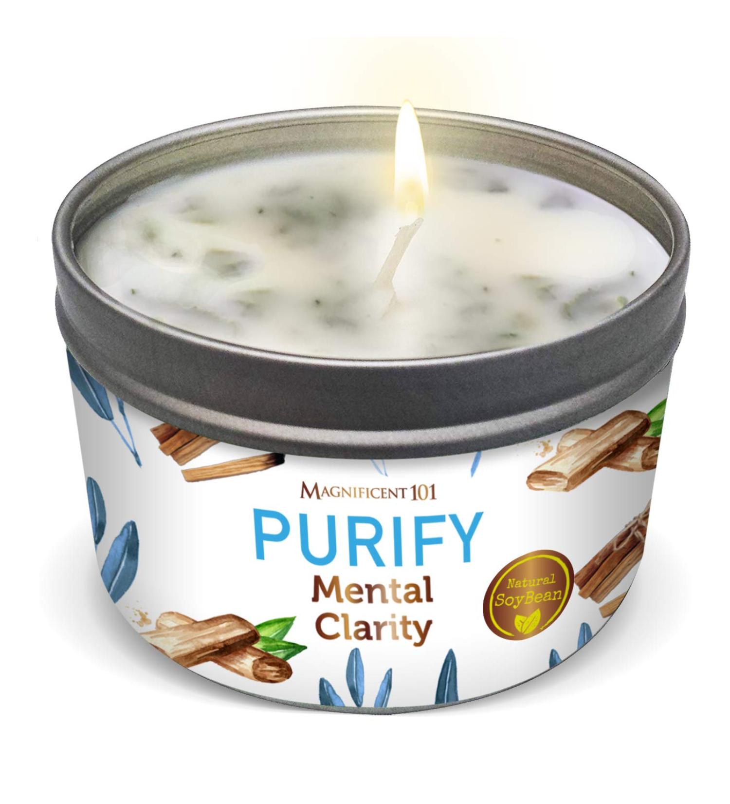 MAGNIFICENT 101 PURIFY Aromatherapy Candle - Sage, Palo Santo, Sandalwood, Lavender Scented Soy Candle for Purification and Chakra Healing - Buy Online on GoSupps.com