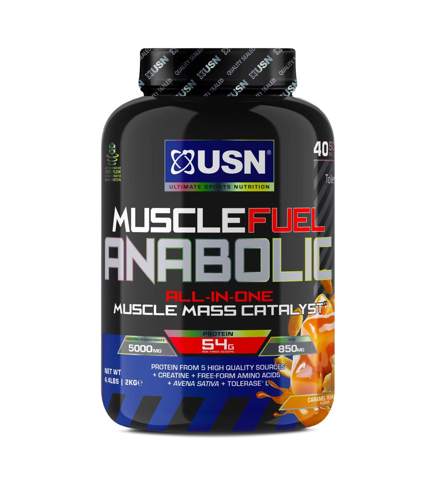 USN Muscle Fuel Anabolic Caramel Peanut 2KG Workout Boosting All in One Muscle Gain Protein Shake Powder Caramel Peanut 2 kg (Pack of 1) - Buy Online on GoSupps.com