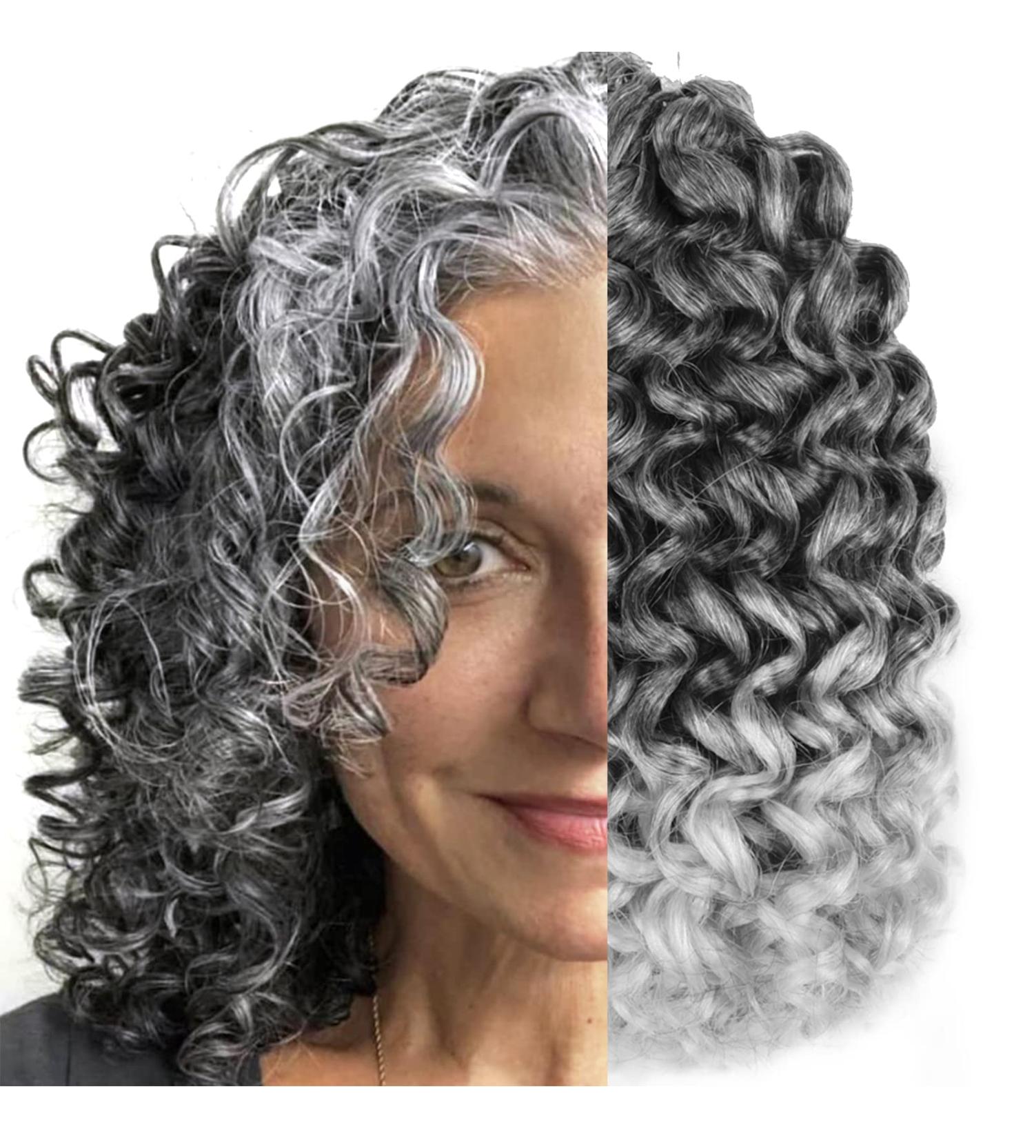 Short 10 inch Grey Curly Crochet Hair for Black Women - Water Wave Ocean Wave Gogo Curl Crochet Braids (TGREY) - Buy Online on GoSupps.com