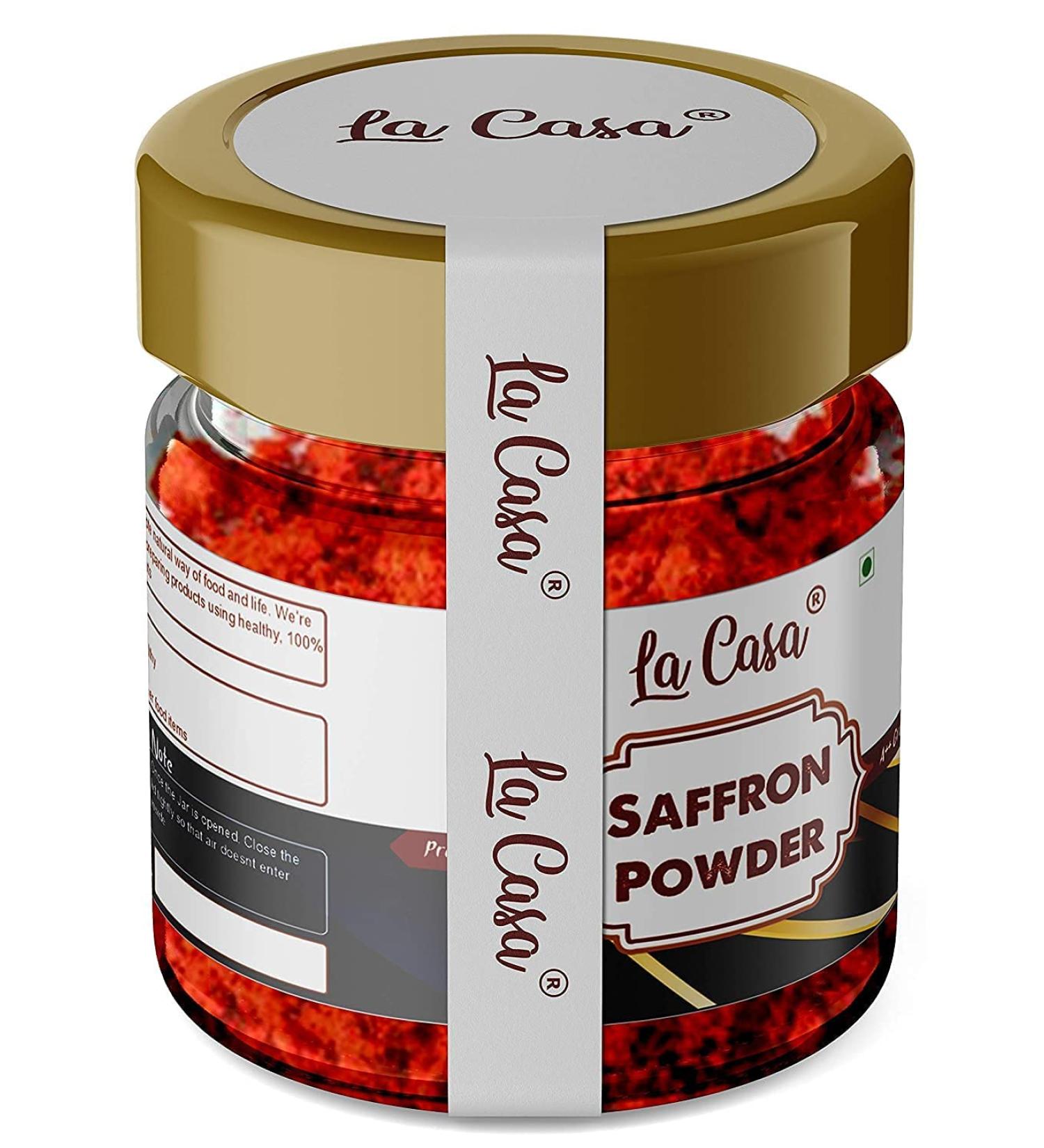 ORGANIZE AOZA La Casa Saffron Powder Original Kashmiri Kesar Powder Premium Organic A++ Grade for facebeautyfoodcolorAroma Purest Finest SunDried Natural Saffron 1 gm - Buy Online on GoSupps.com