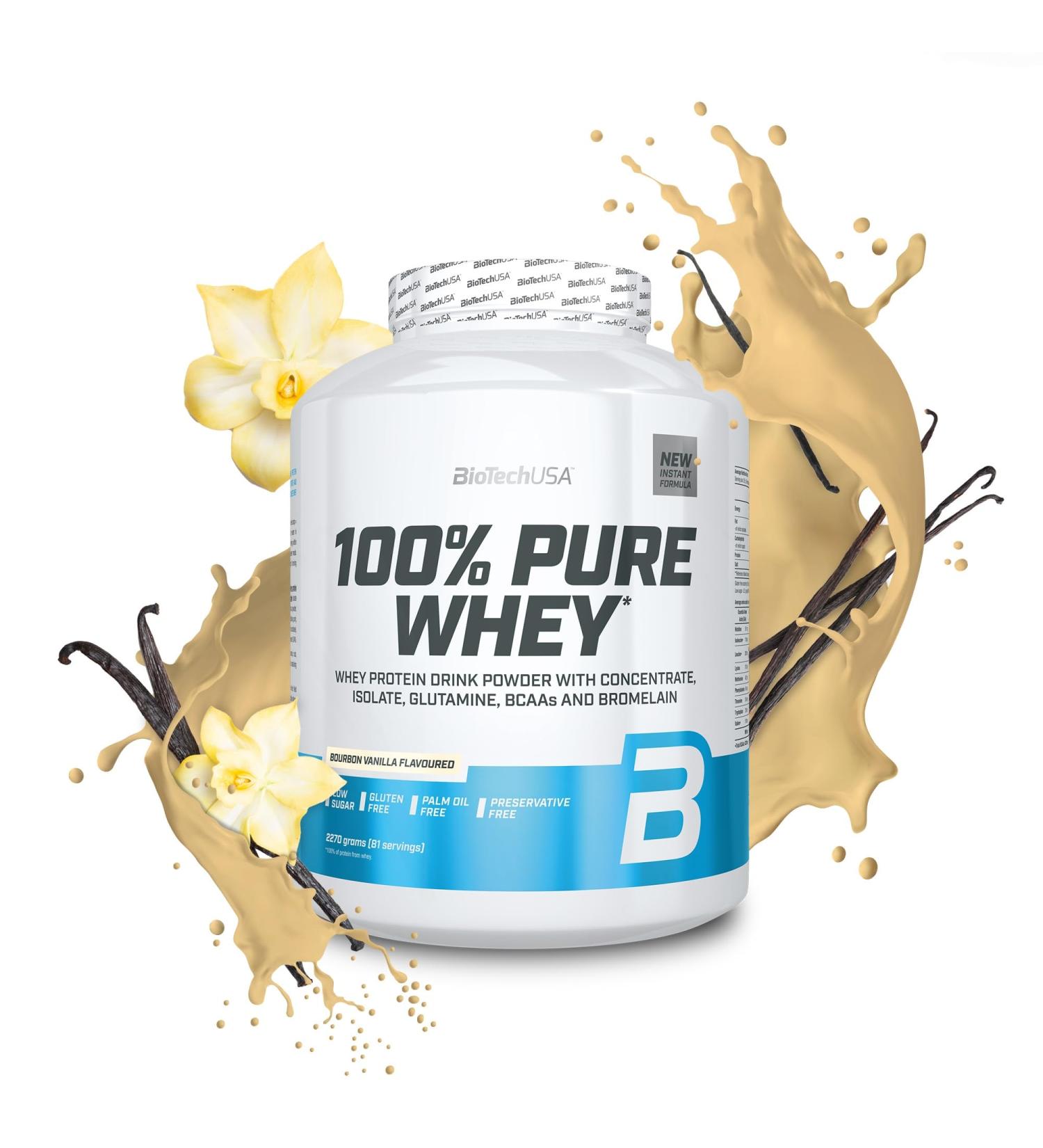 Biotech USA 100% Pure Whey 2270g Bourbon Vanilla Bourbon Vanilla 5 Pound (Pack of 1) - Buy Online on GoSupps.com