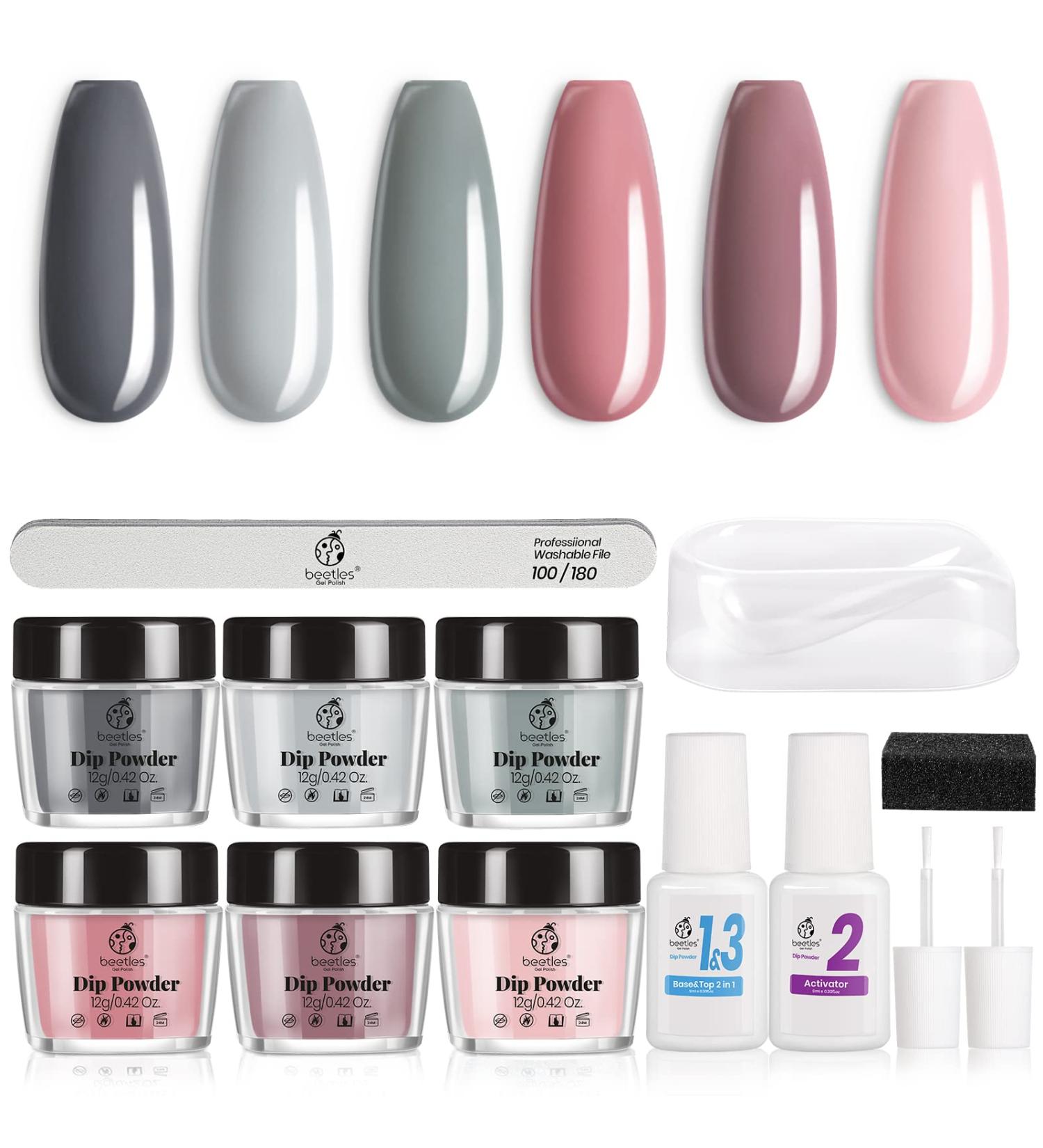 Bridesmaid Beauty Nude Gray Pink Dip Powder Nail Kit - 6 Colors French Manicure Set | No LED Lamp Needed | DIY Home Gifts for Women - Buy Online on GoSupps.com