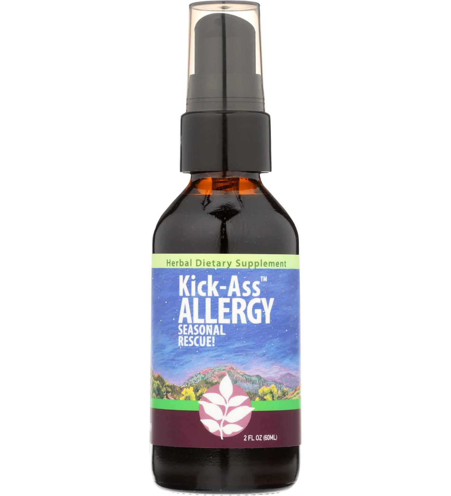 WishGarden Herbs Kick-Ass Allergy Seasonal Rescue Dietary Supplement Pump Top 2 Fl Oz
