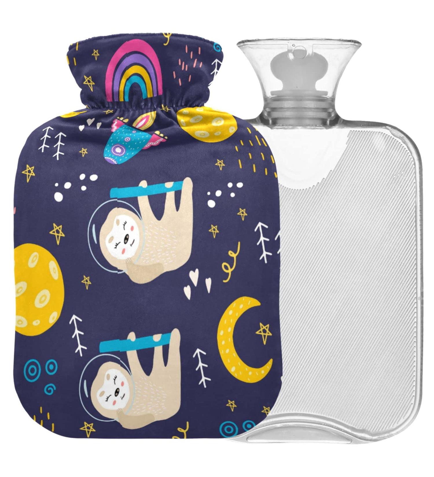 Naanle Galaxy Sloth Hot Water Bottle - 2L Large Transparent with Cover for Warm & Cold Therapy - Ideal for Bed Hands & Feet Pain Relief - Buy Online on GoSupps.com