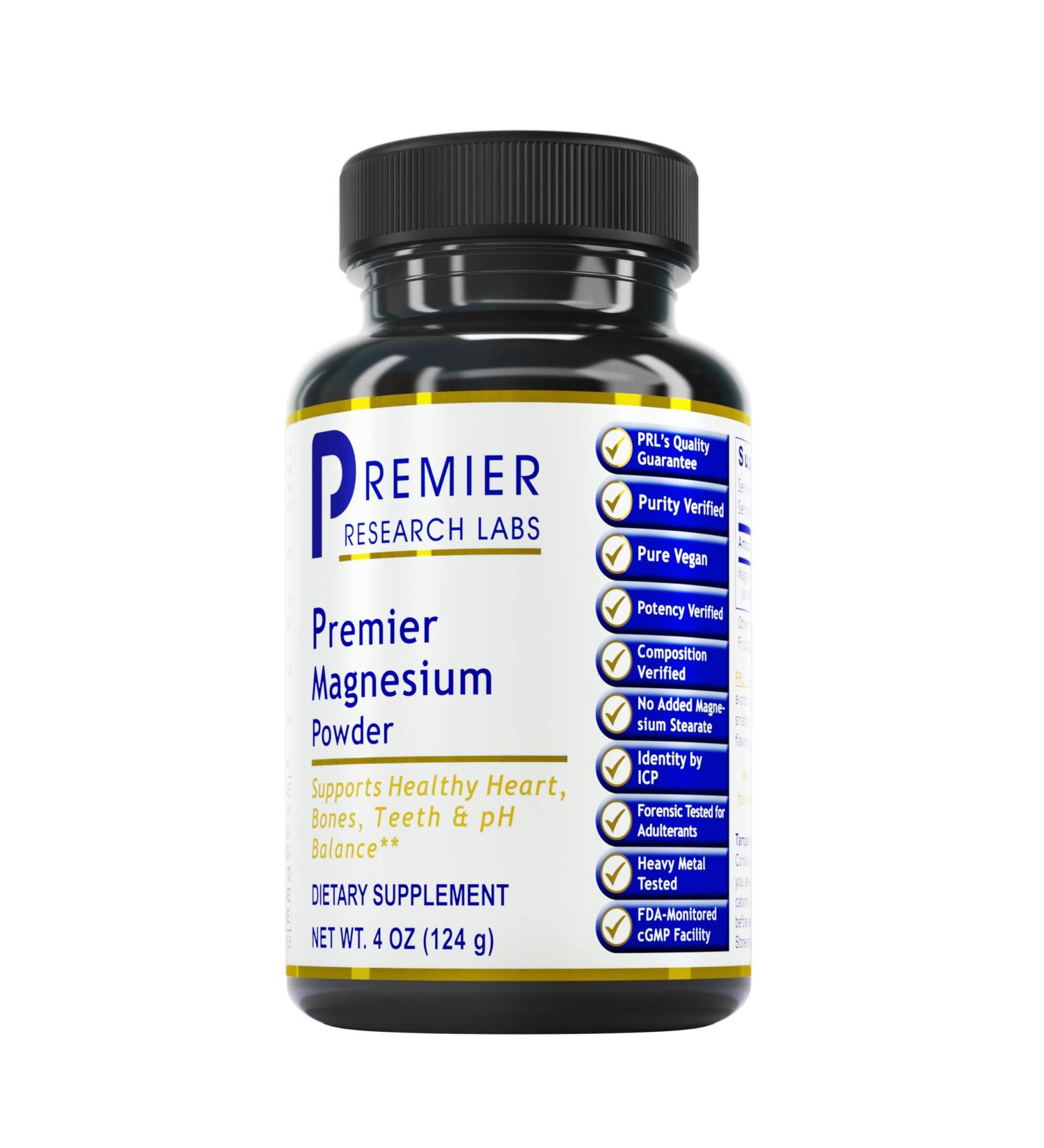 Premier Research Labs Magnesium Lactate Powder - Highly Absorbable Watermelon Flavor - Supports Heart, Bones, Teeth & pH Balance - 4 Oz - Buy Online on GoSupps.com