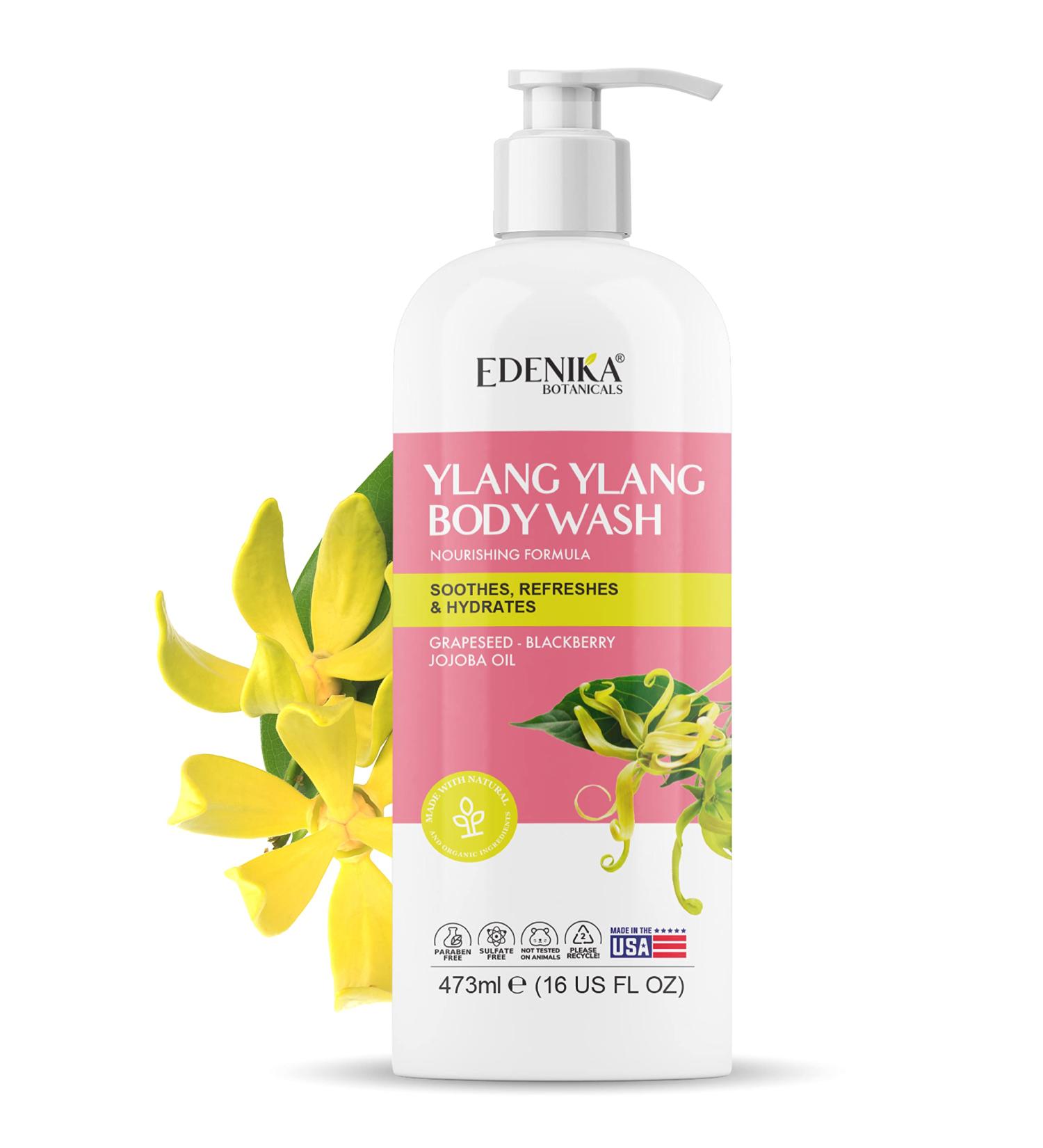 EDENIKA BOTANICALS Ylang Ylang Body Wash - Nourishing 16oz Formula with Certified Organic Ingredients for Soothing, Refreshing, and Hydrating Skin - Buy Online on GoSupps.com
