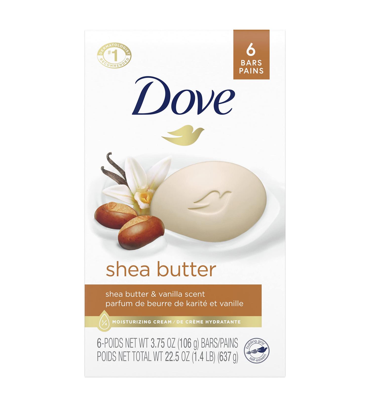 Dove Beauty Bar more moisturizing than bar soap Shea Butter for soft and pampered skin 106 g 6 count - Buy Online on GoSupps.com