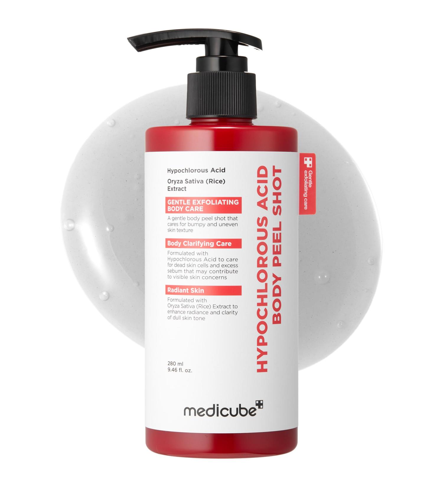 medicube Body Peel Shot with Hypochlorous Acid | Gentle Body Exfoliating Serum for Dead Skin Cells Rough Patches & Uneven Texture | Rice Extract Panthenol for Hydrating & Smoothing Care | 9.46 fl.oz - Buy Online on GoSupps.com