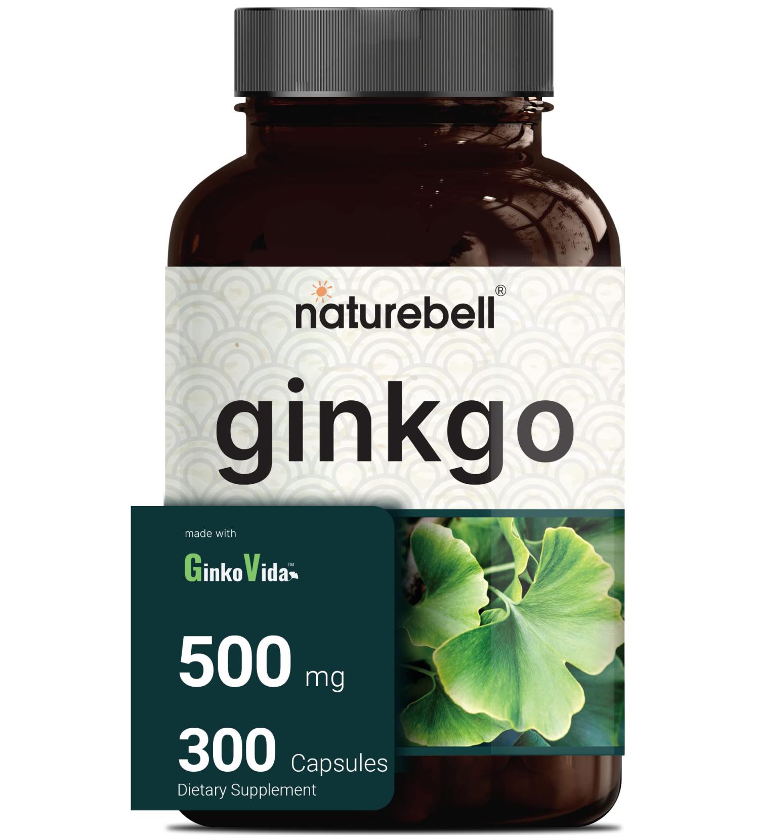Naturebell Ginkgo Biloba Extract 500mg 300 Capsules | GinkoVida - Memory & Focus Support - Buy Online on GoSupps.com