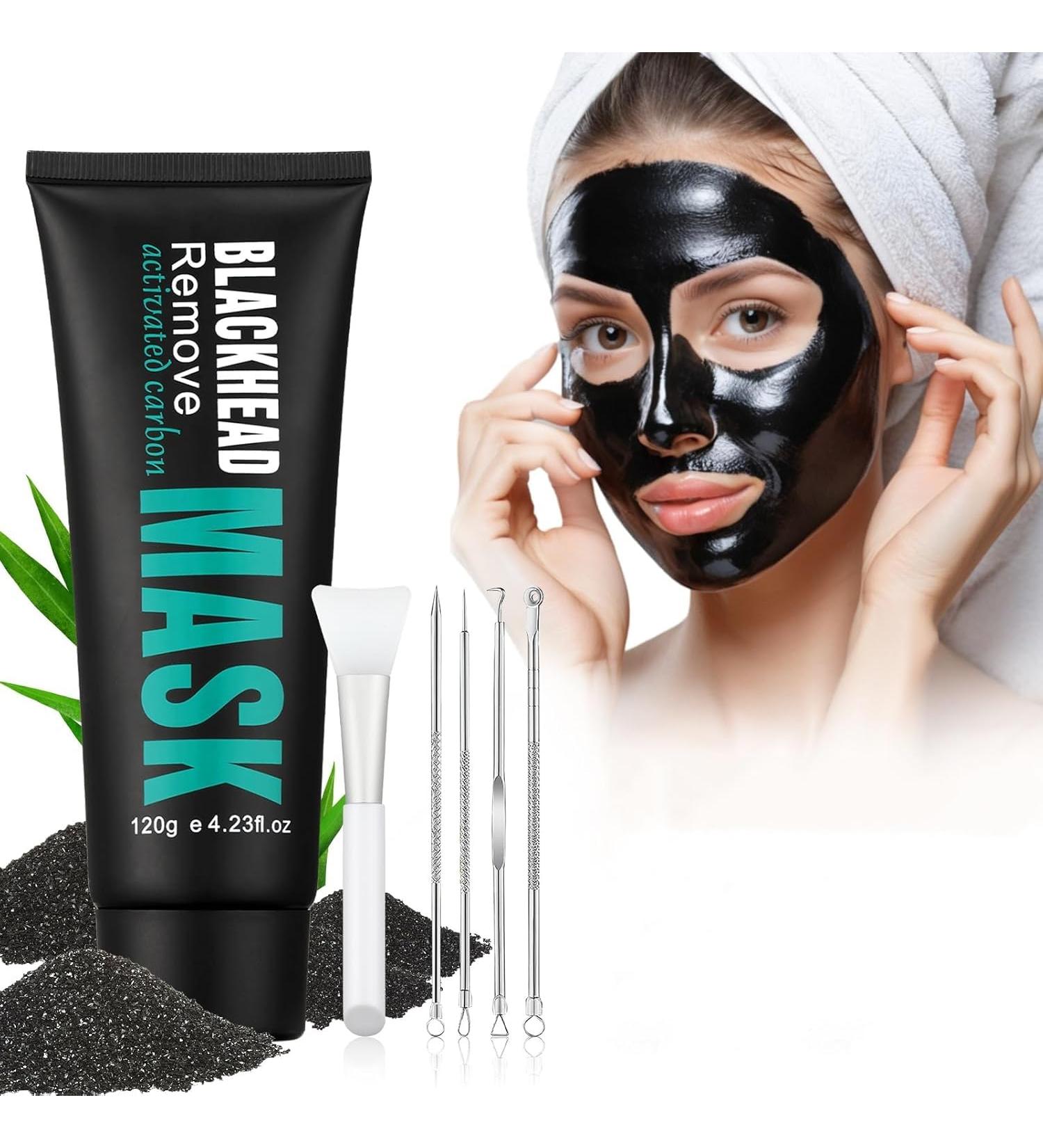 Buy Activated Charcoal Blackhead Remover Mask - Deep Cleansing Peel Off Face Mask with Pimple Extractor & Brush | 120g - Buy Online on GoSupps.com