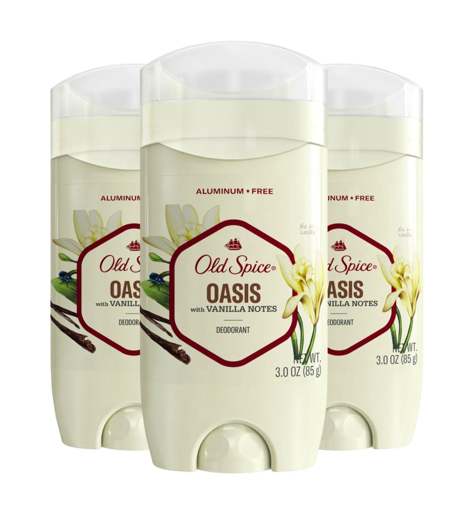 Old Spice Aluminum Free Deodorant for Men 48 Hr Odor Protection Oasis with Vanilla 3oz (Pack of 3) Oasis 3.0 Ounce (Pack of 3) - Buy Online on GoSupps.com