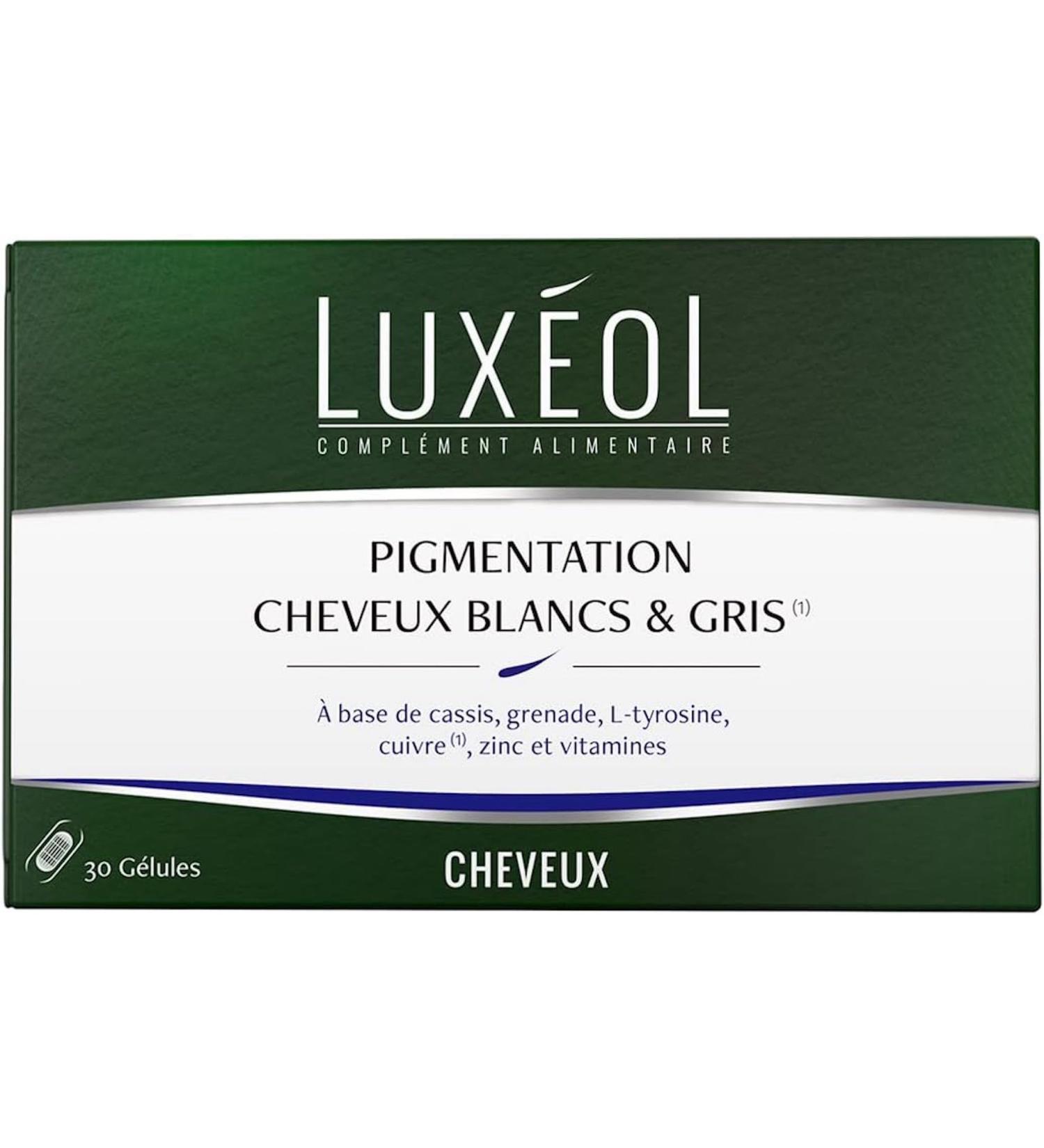 LUX OL - Pigmentation White & Gray Hair - Food Supplement - Contributes to Normal Pigmentation - Blackcurrant Vitamin E B6 B8 Copper Zinc - Made in France - 1 Month Program - 30 Capsules - Buy Online on GoSupps.com
