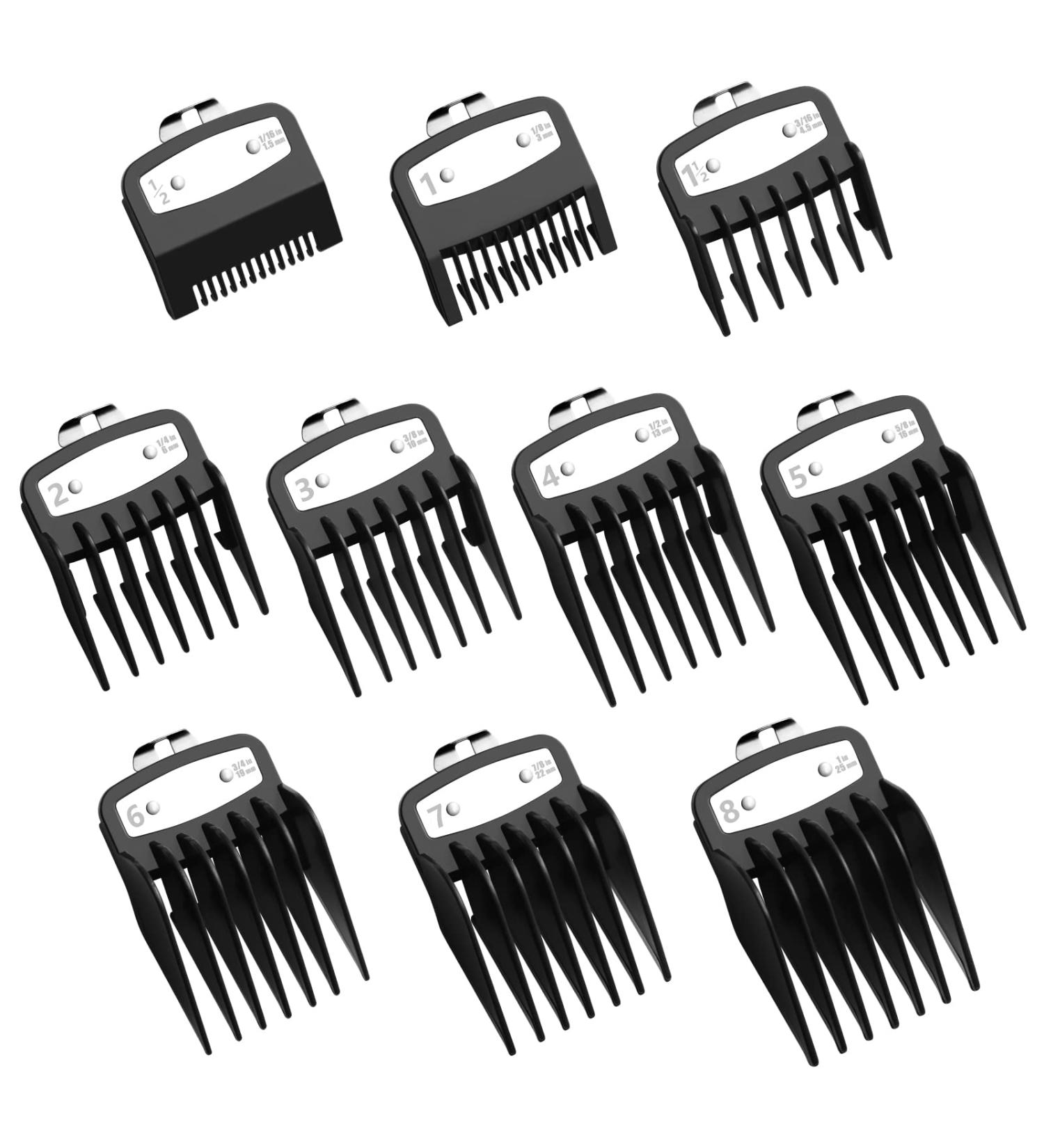 10 PCS Premium Wahl Clipper Guards 1/16-1 Inch - Metal Clip, Professional Hair Cutting Guides & Beard Trimmer Combs Attachment (Black) - Buy Online on GoSupps.com