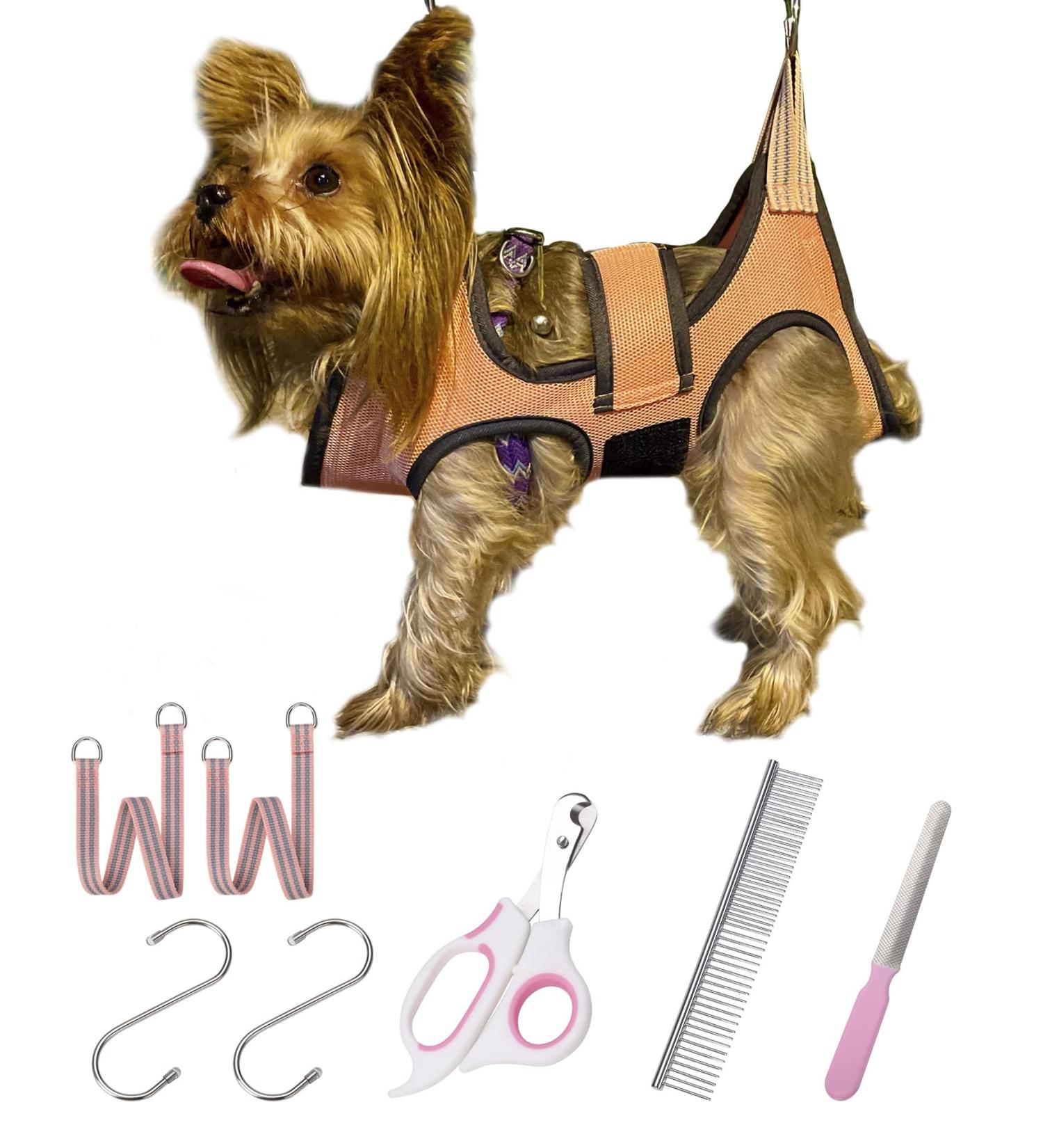 KKIIMATT 9-in-1 Pet Fur Care Harness with Nail Clipper File & Comb - Ideal for Dog Care | XXS Pink/Orange - Buy Online on GoSupps.com