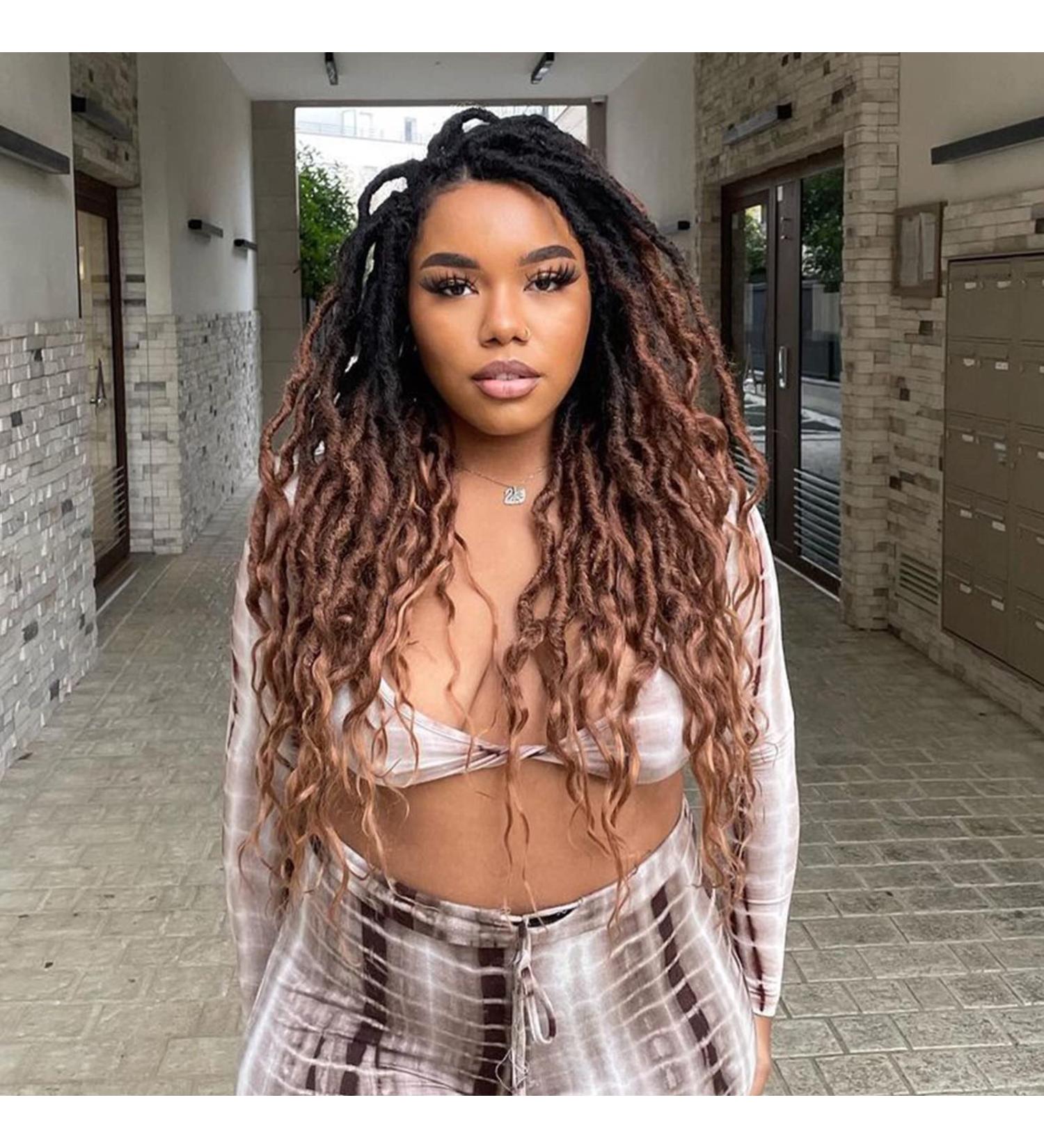 ToyoTress Toceana Wavy Locs Crochet Hair 24 8 Pcs OT30 Ombre Brown Pre-twisted Crochet Braids OT30 24 Inch Godes Faux Locs - Buy Online on GoSupps.com