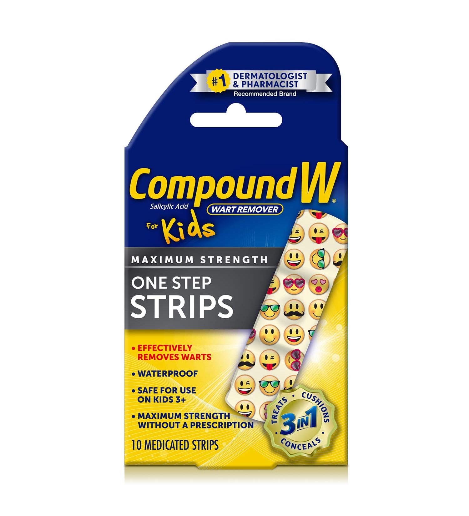 Compound W Maximum Strength Wart Remover Strips for Kids (Ages 3+) - 10 Medicated Strips - Buy Online on GoSupps.com