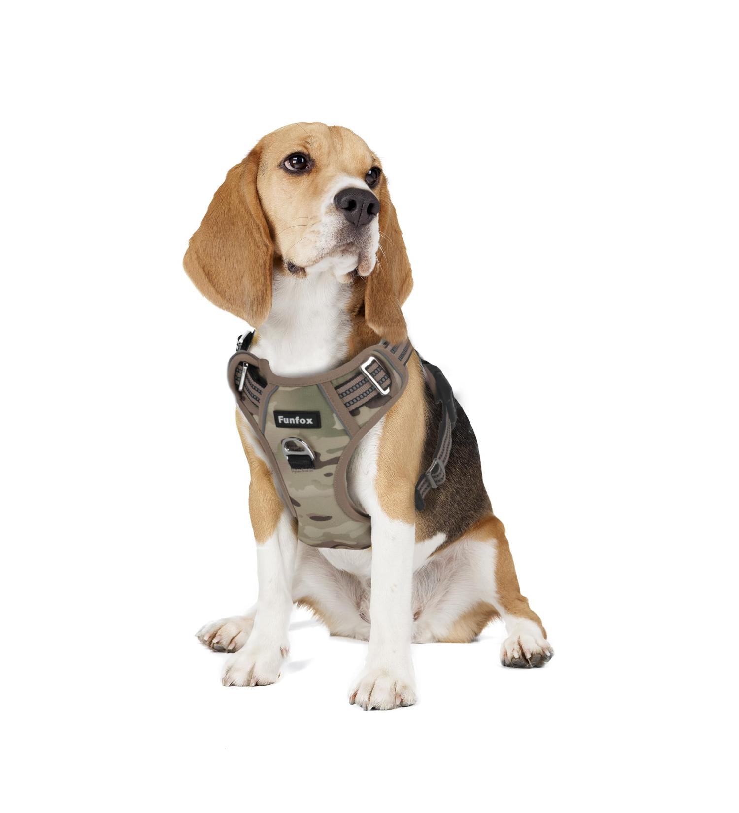 Funfox Adjustable No Pull Dog Harness for Small Dogs - Breathable & Safe M Camouflage Green | Anti-Zug Design - Buy Online on GoSupps.com