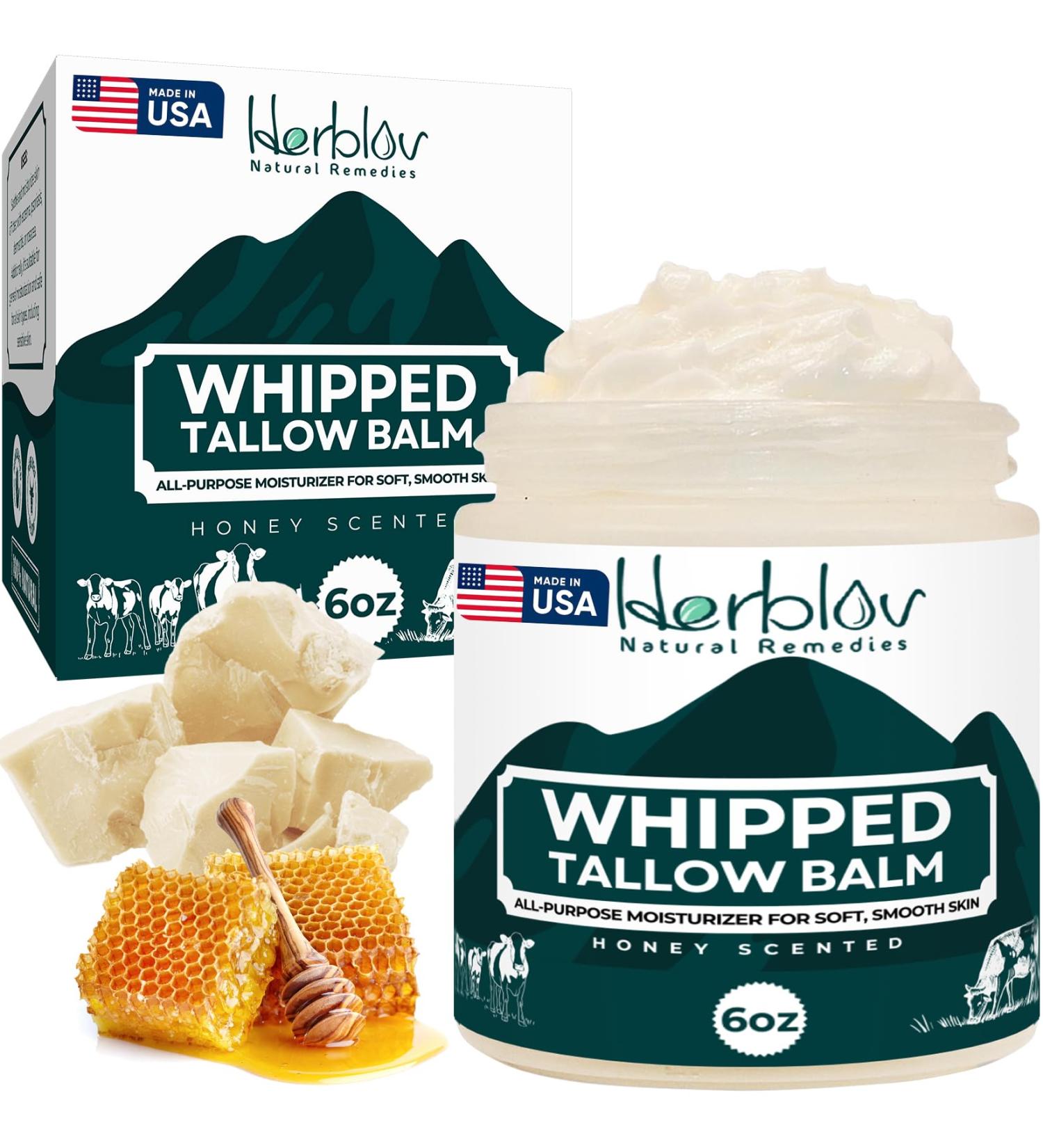 Beef Tallow Balm - Natural Grass Fed Whipped Tallow & Honey - Moisturizing All-Purpose Lotion for Eczema Dry Skin & Irritation - Made in USA - Buy Online on GoSupps.com