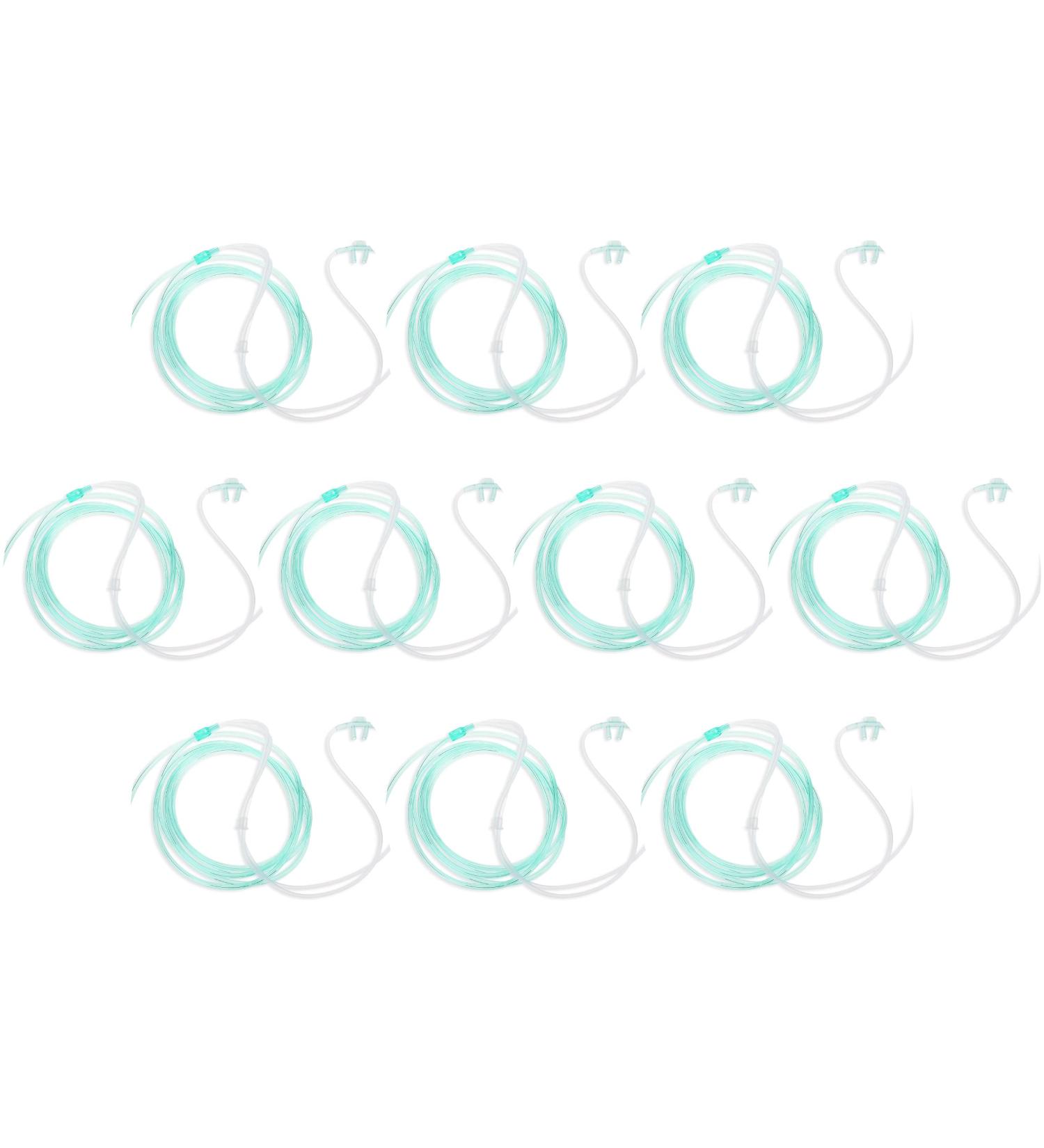 Dealmed Adult Standard Nasal Cannula 7ft Soft Green Tubing for Oxygen Therapy - 10 Pack - Buy Online on GoSupps.com