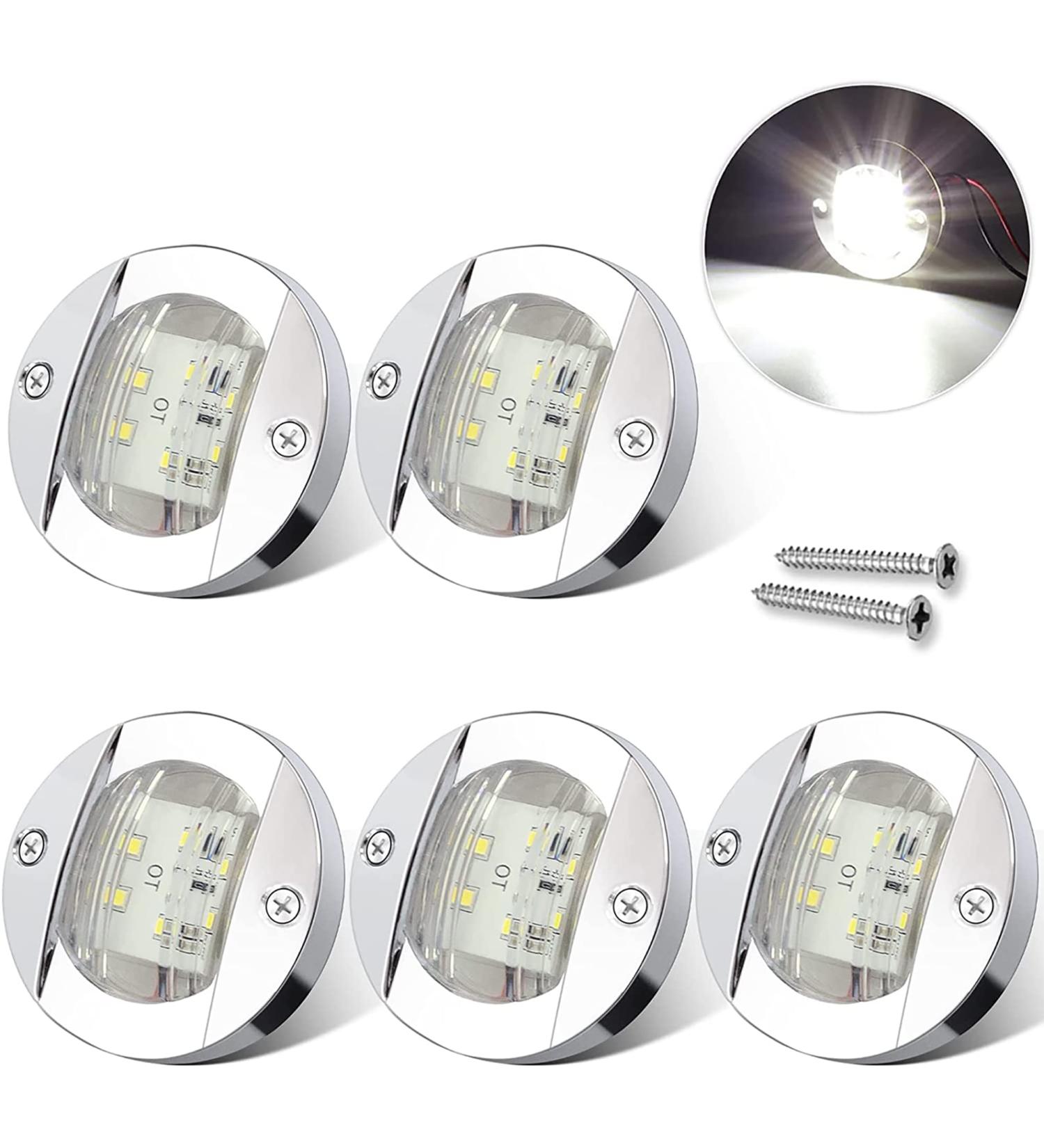 5Pcs White 12V 3 Round Marine Boat Interior Lights - IP67 Waterproof LED Stern Anchor & Night Fishing Lights - Buy Online on GoSupps.com