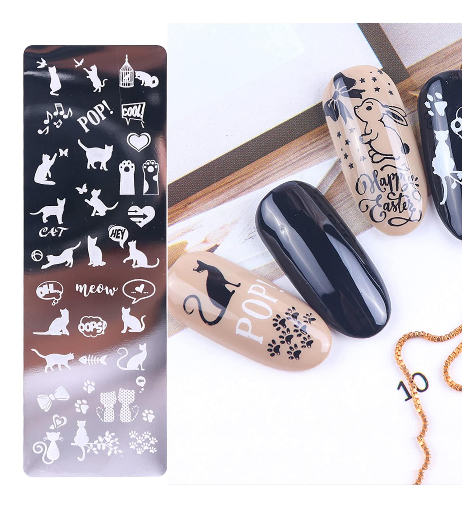 Shop Multi-Matter Nail Stamping Plate #11 - Fashion Flower Pattern & Cute Cat Rabbit Butterfly Designs for Stunning Nail Art Decorations - Buy Online on GoSupps.com